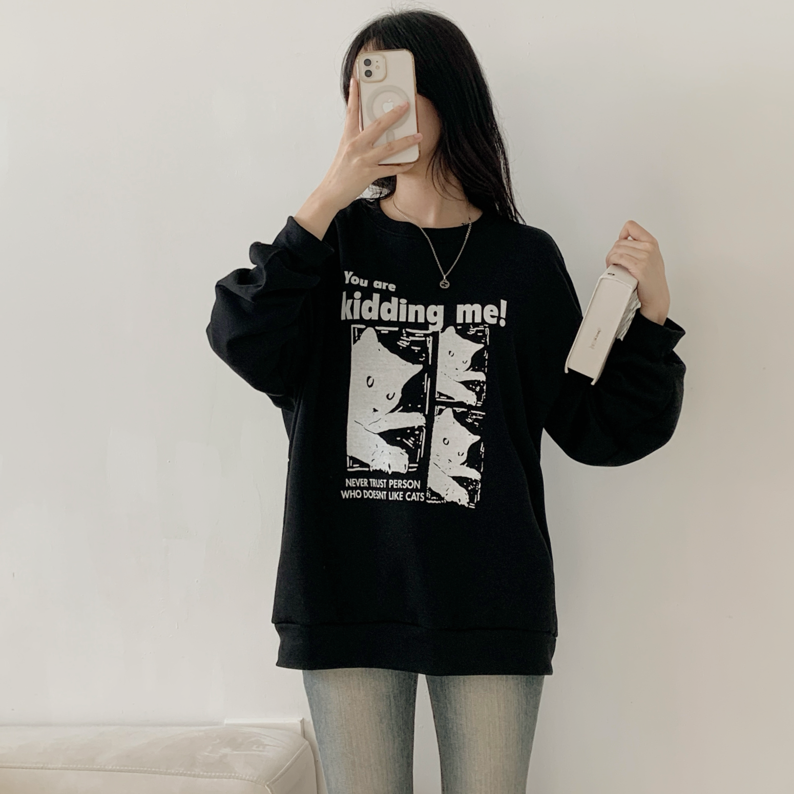 裏起毛ラウンドネックオーバーサイズプリントスウェット | 詳細画像7