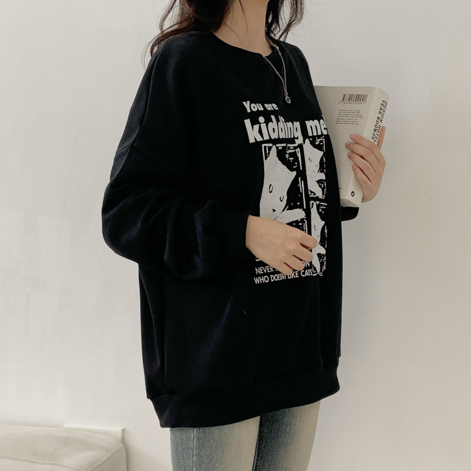 裏起毛ラウンドネックオーバーサイズプリントスウェット | 詳細画像8