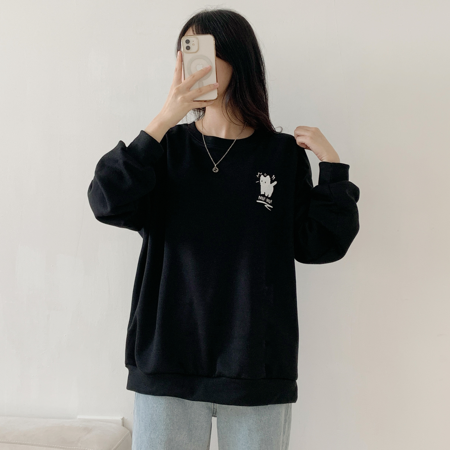 裏起毛ラウンドネックオーバーサイズ両面プリントスウェット | 詳細画像6