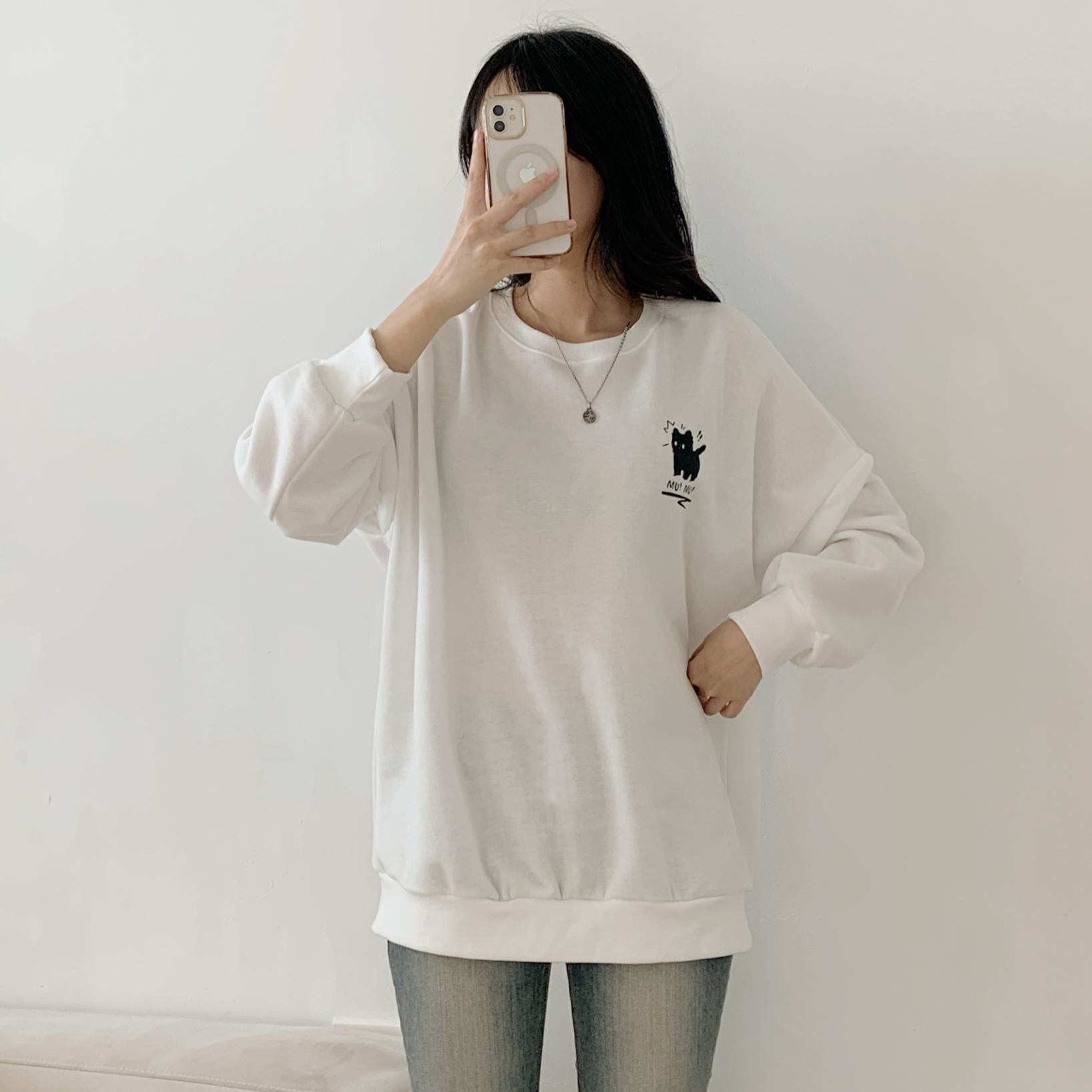 裏起毛ラウンドネックオーバーサイズ両面プリントスウェット | 詳細画像7