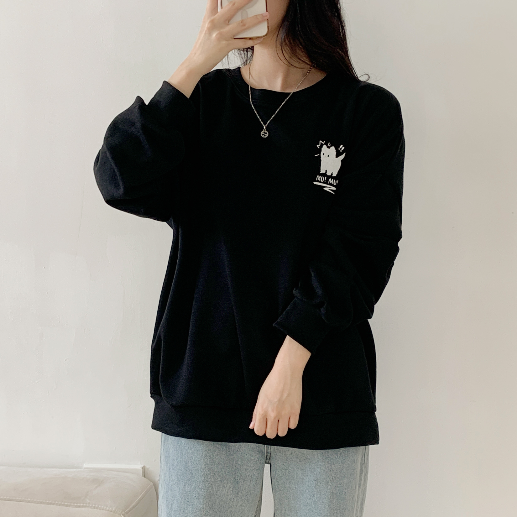 裏起毛ラウンドネックオーバーサイズ両面プリントスウェット | 詳細画像8