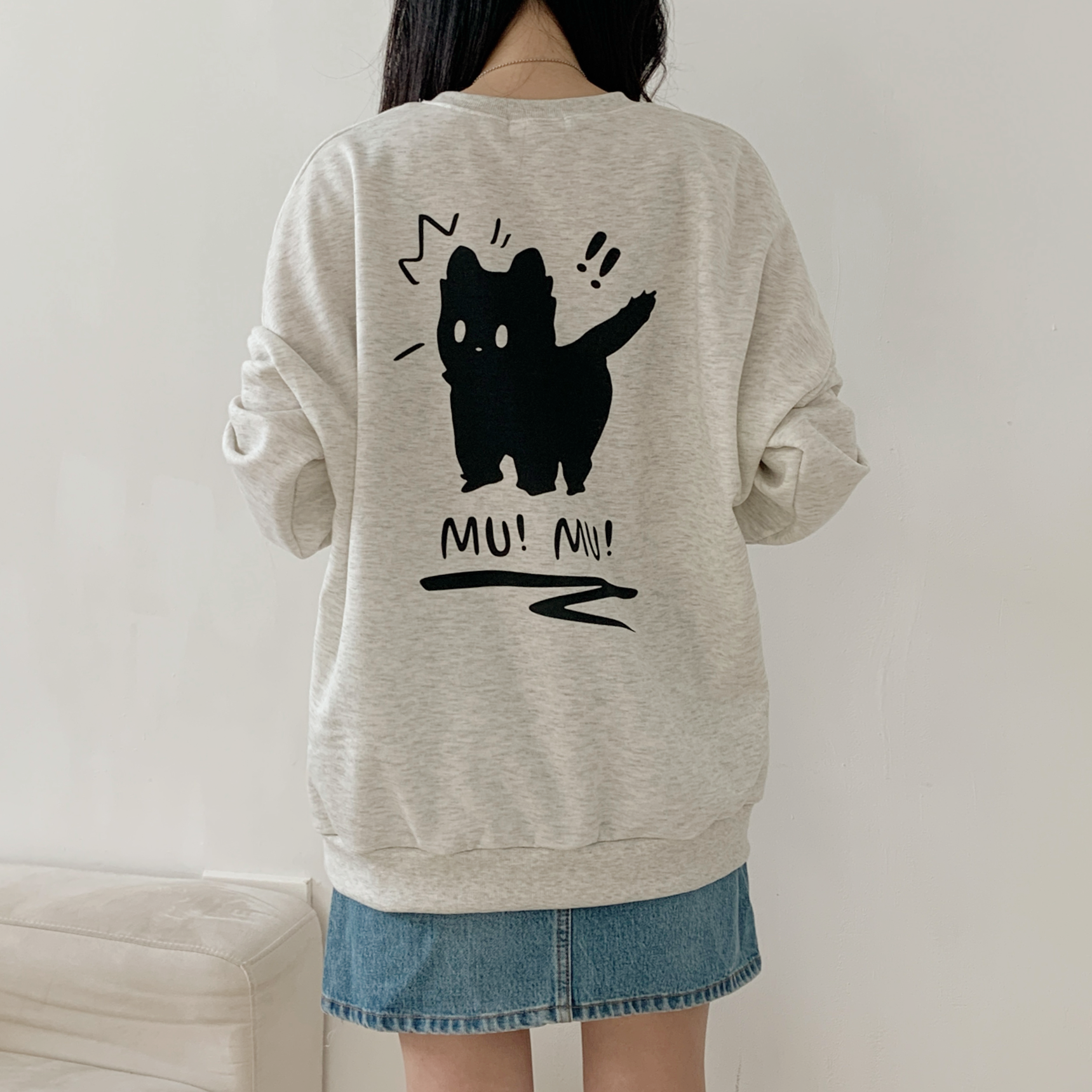 裏起毛ラウンドネックオーバーサイズ両面プリントスウェット | 詳細画像9