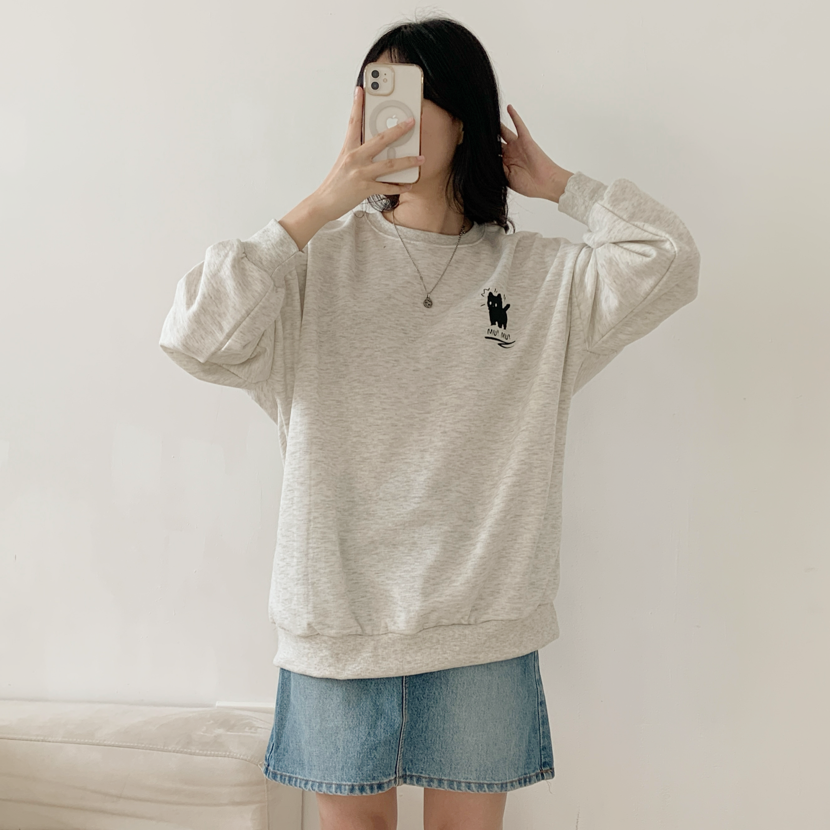 裏起毛ラウンドネックオーバーサイズ両面プリントスウェット | 詳細画像10