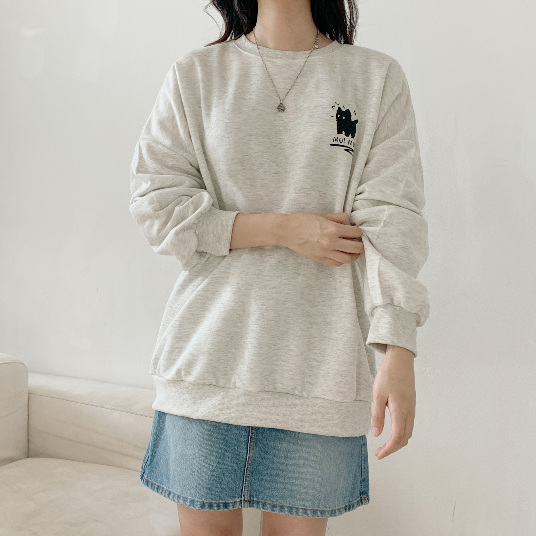 裏起毛ラウンドネックオーバーサイズ両面プリントスウェット | 詳細画像11