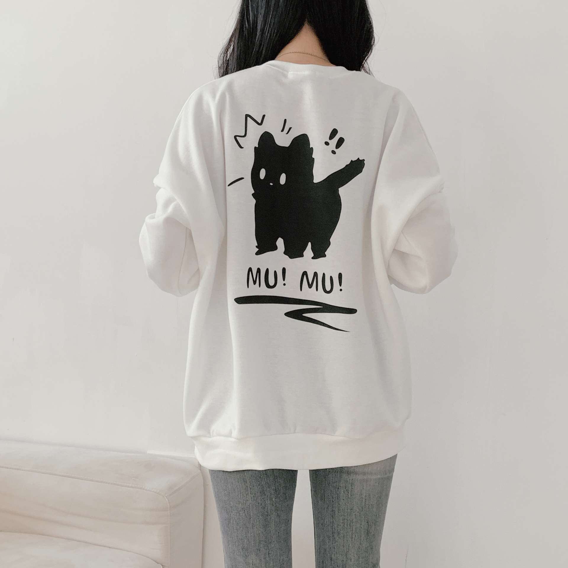 裏起毛ラウンドネックオーバーサイズ両面プリントスウェット | 詳細画像12