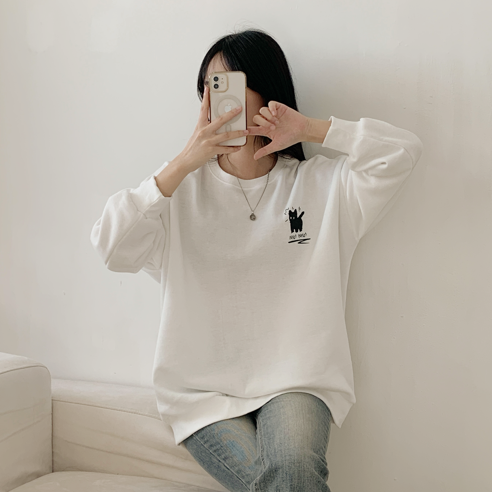 裏起毛ラウンドネックオーバーサイズ両面プリントスウェット | 詳細画像13