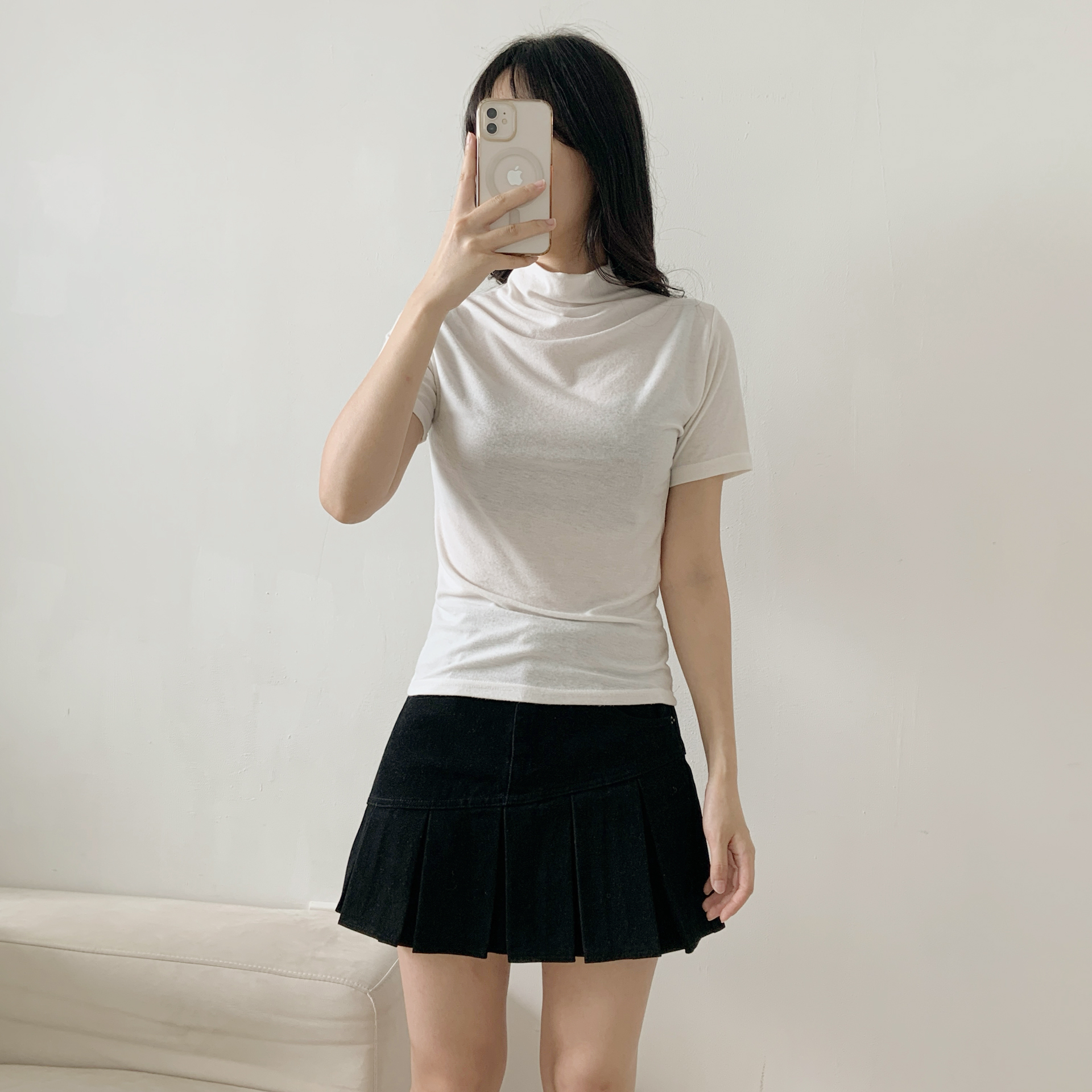 起毛ハーフネック半袖無地Tシャツ | 詳細画像4