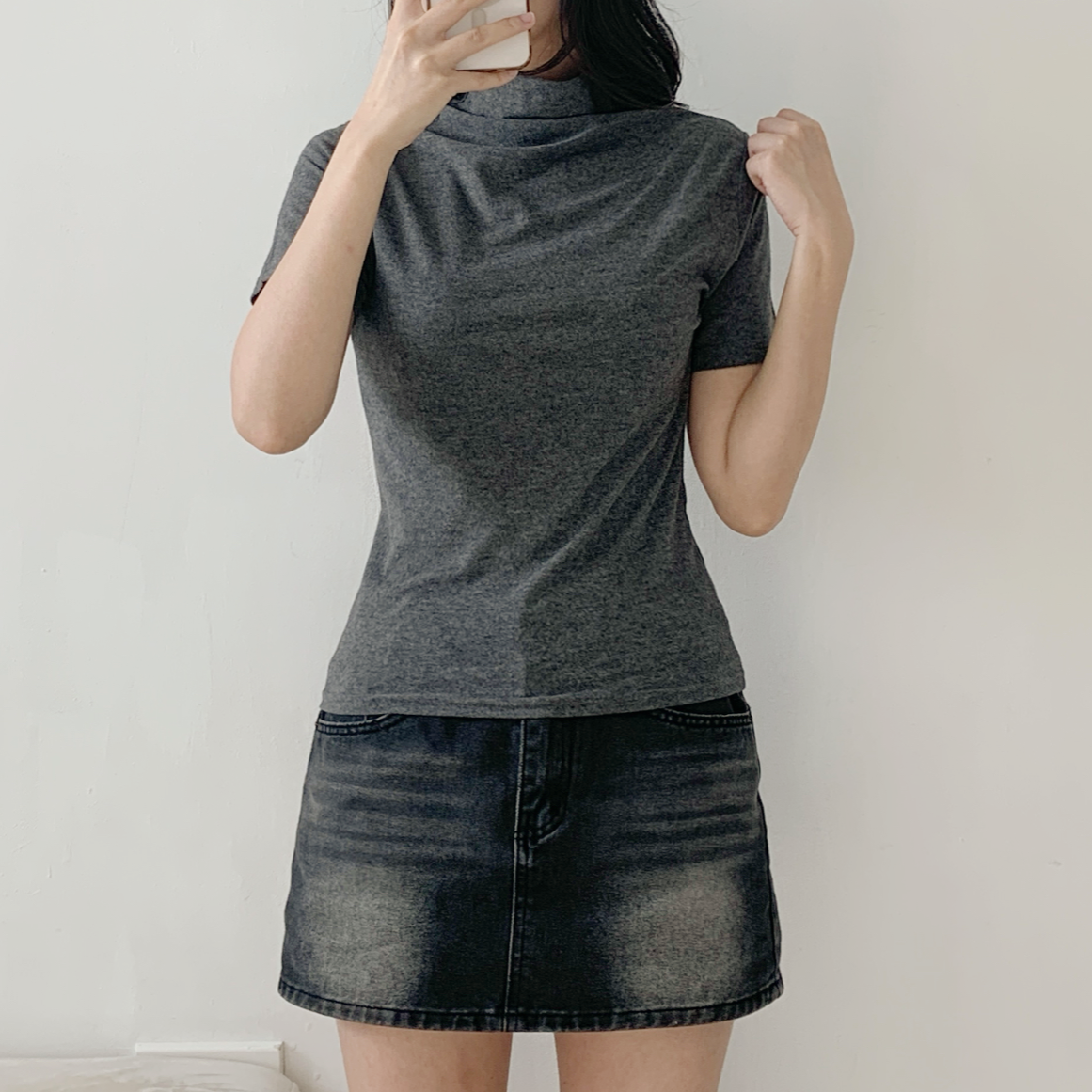 起毛ハーフネック半袖無地Tシャツ | 詳細画像5