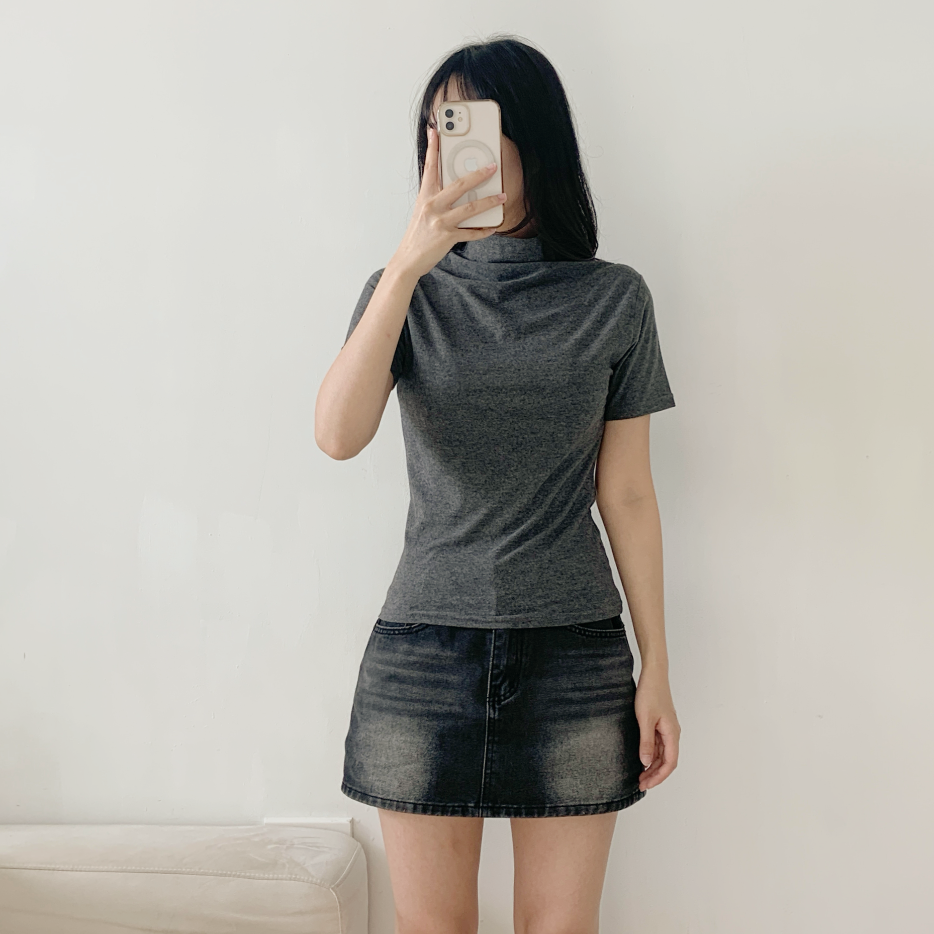 起毛ハーフネック半袖無地Tシャツ | 詳細画像6