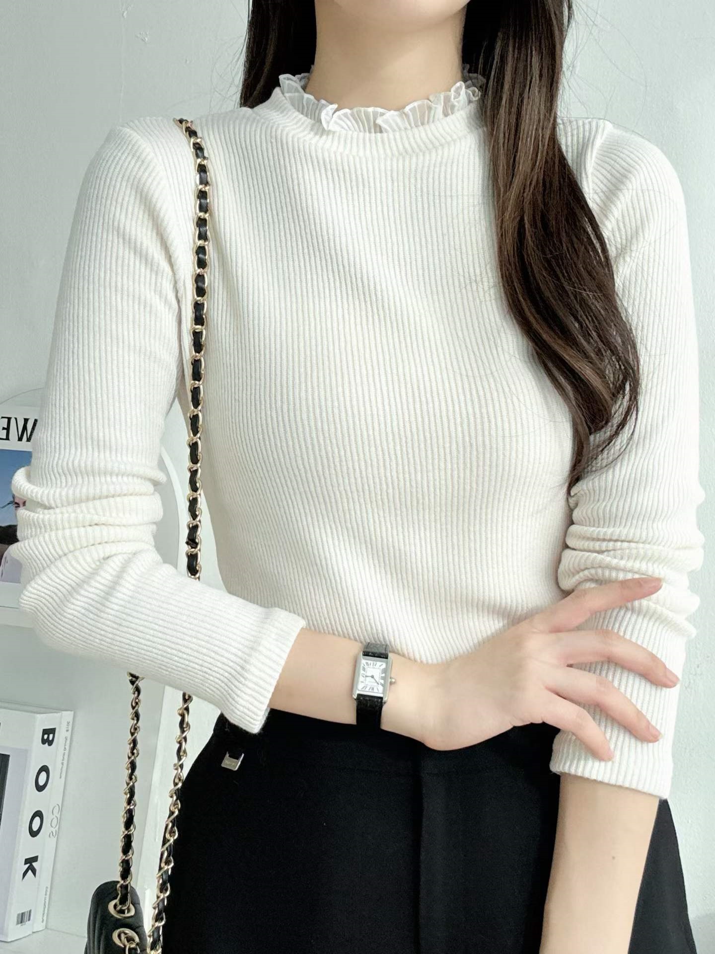 リブハーフネックフリルニット | 詳細画像2