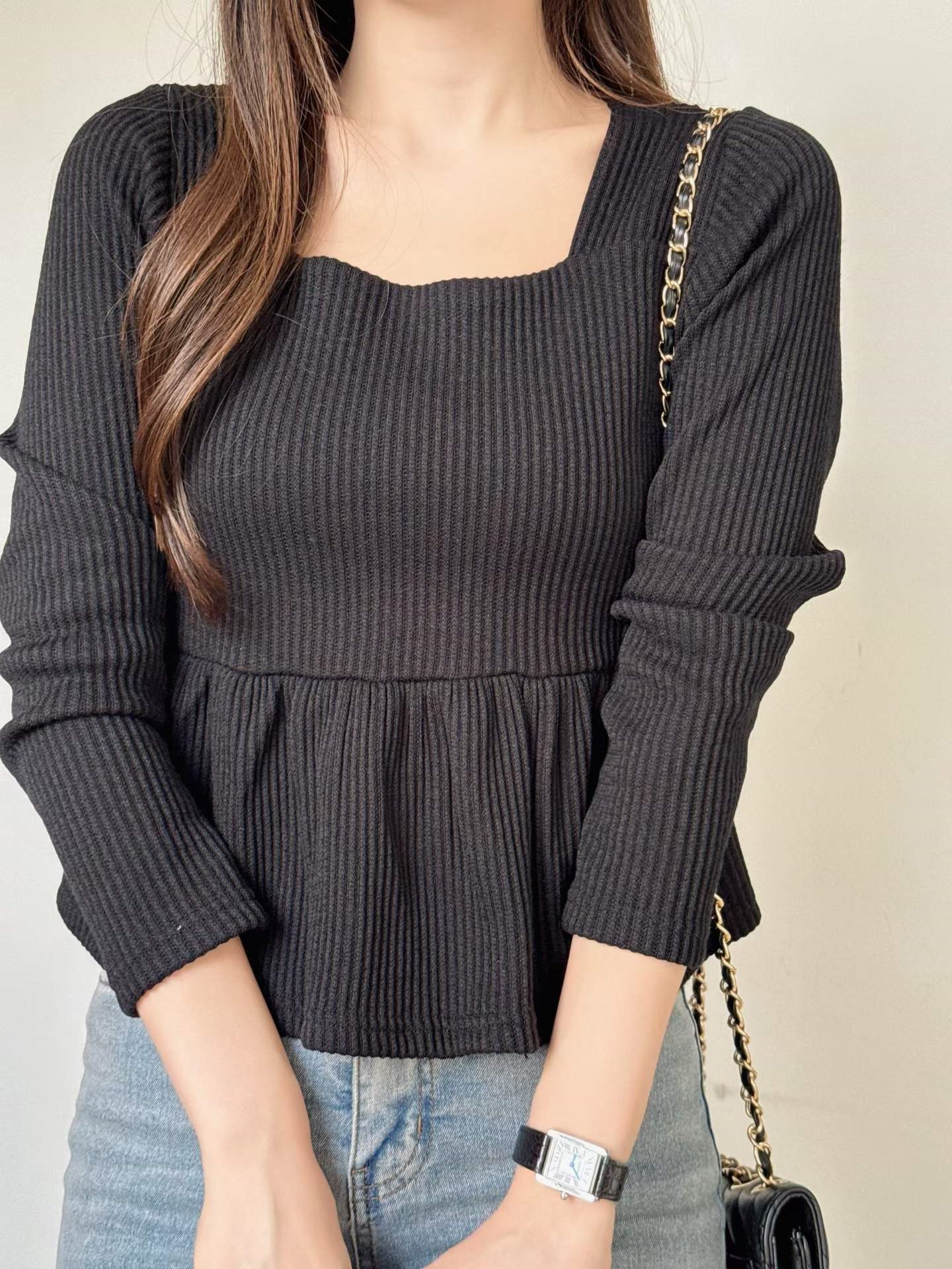 リブスクエアネックAラインニット | 詳細画像4