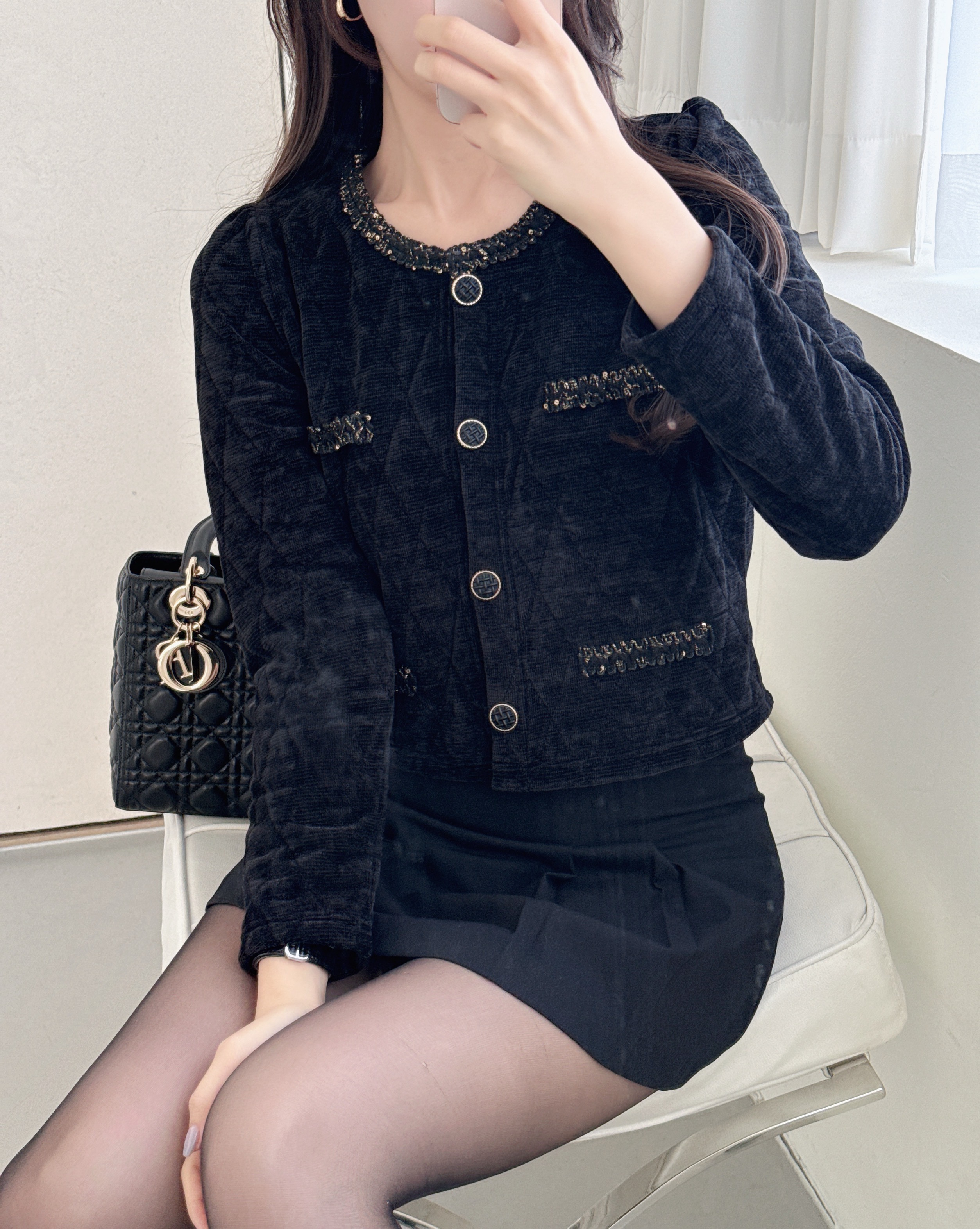 スパンコールラウンドネックカーディガン | 詳細画像5