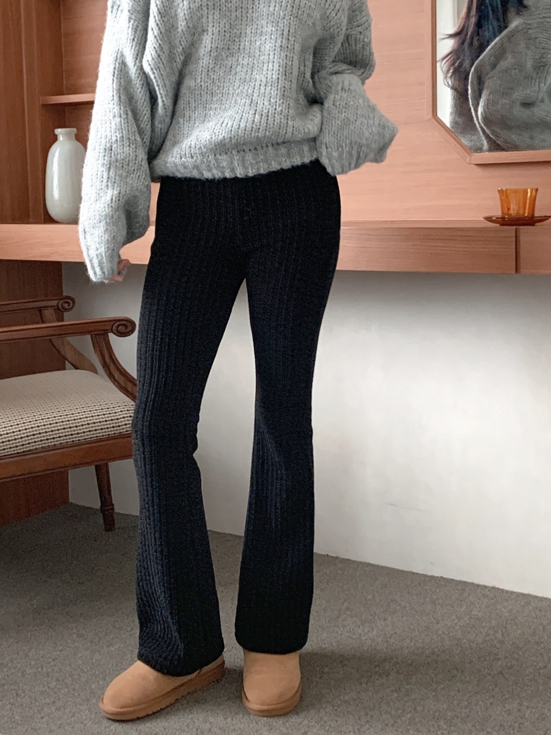 裏起毛ベロアウエストゴムブーツカットパンツ | 詳細画像11