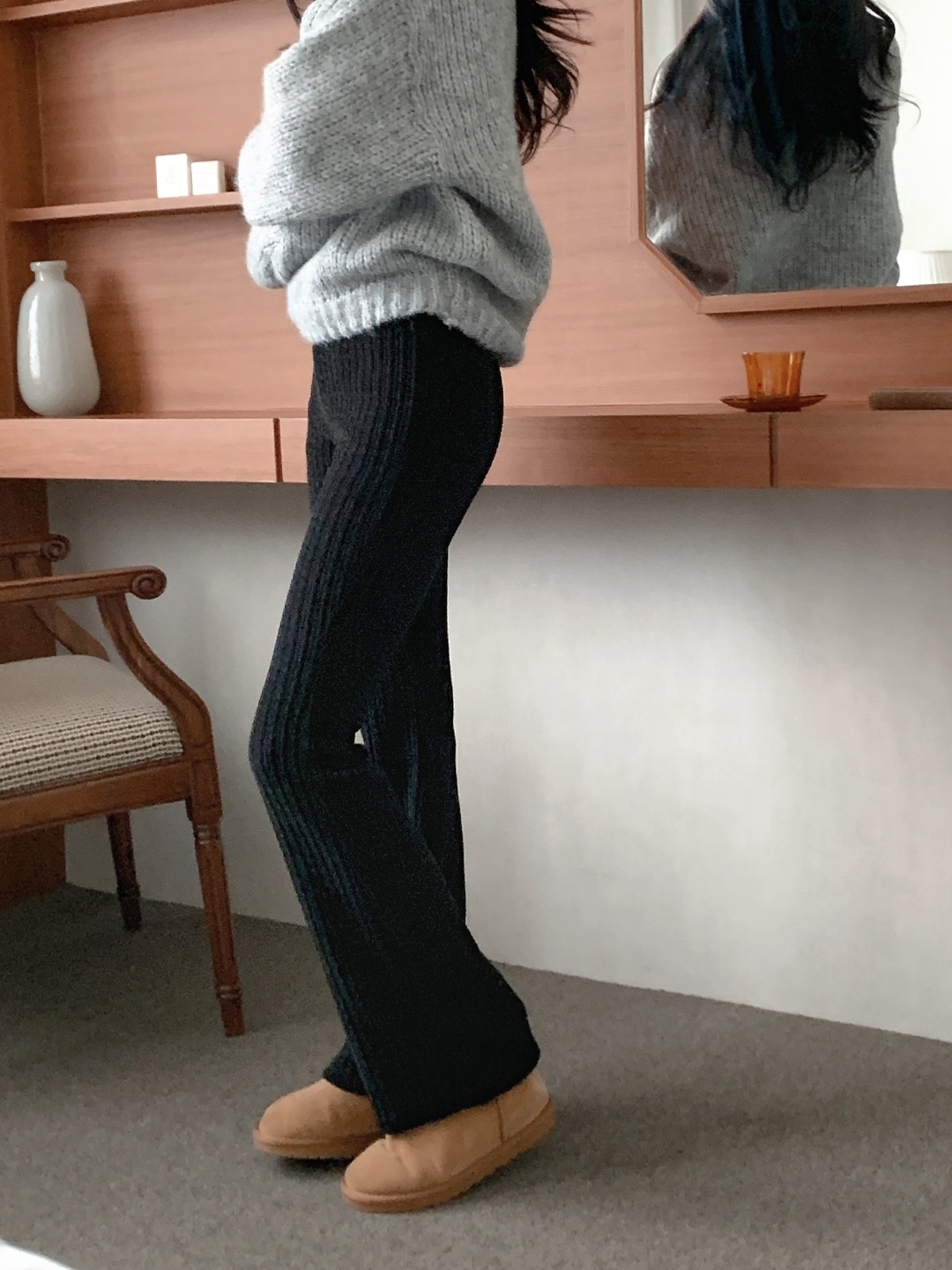 裏起毛ベロアウエストゴムブーツカットパンツ | 詳細画像13