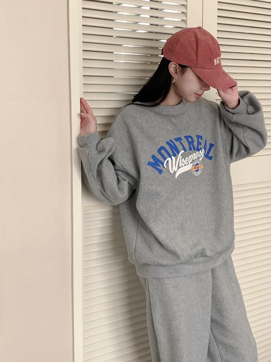 フリースラウンドネックウエストゴムオーバーサイズジョガープリントセットアップ | 詳細画像6