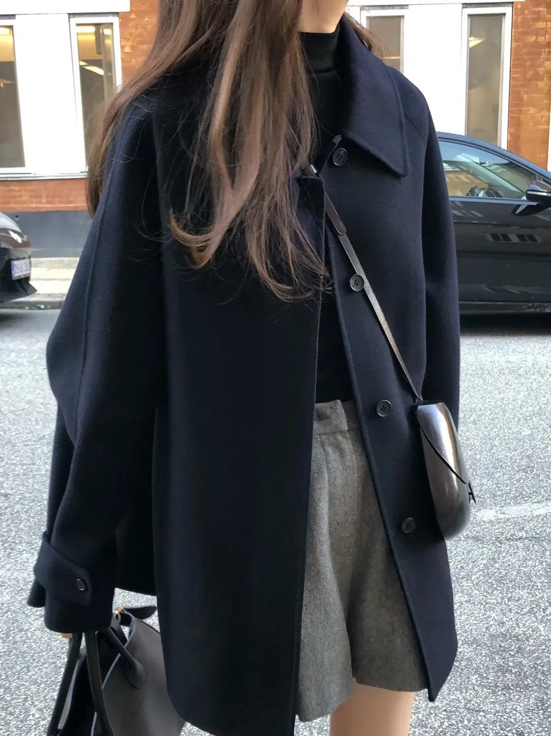 ウール混ルーズストレートハーフコート | 詳細画像1