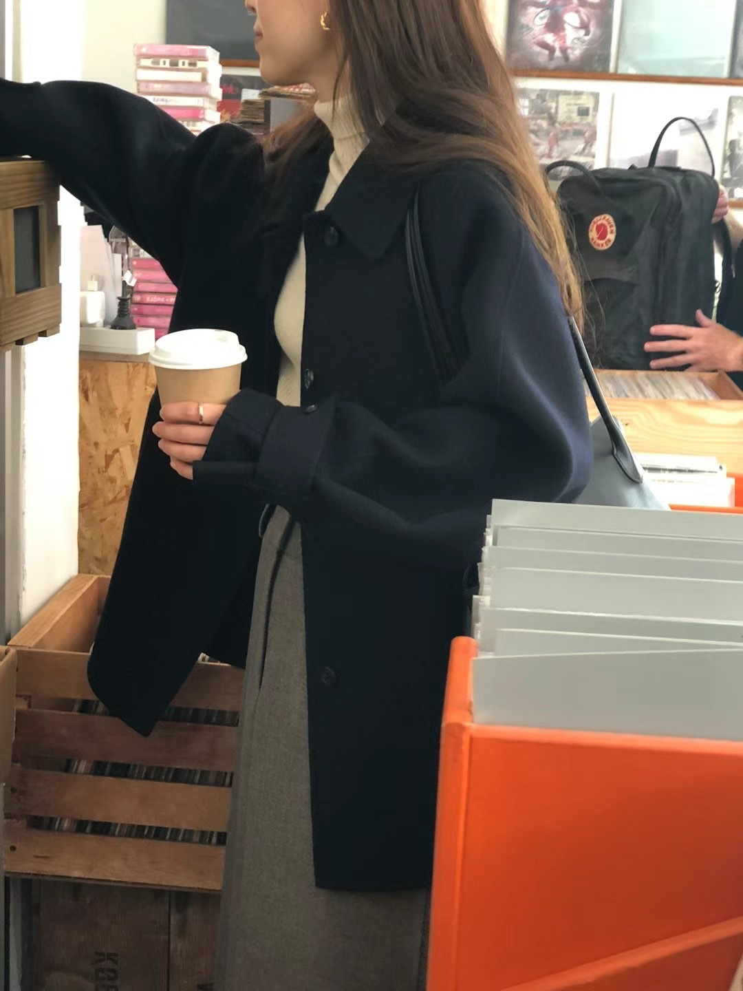 ウール混ルーズストレートハーフコート | 詳細画像3