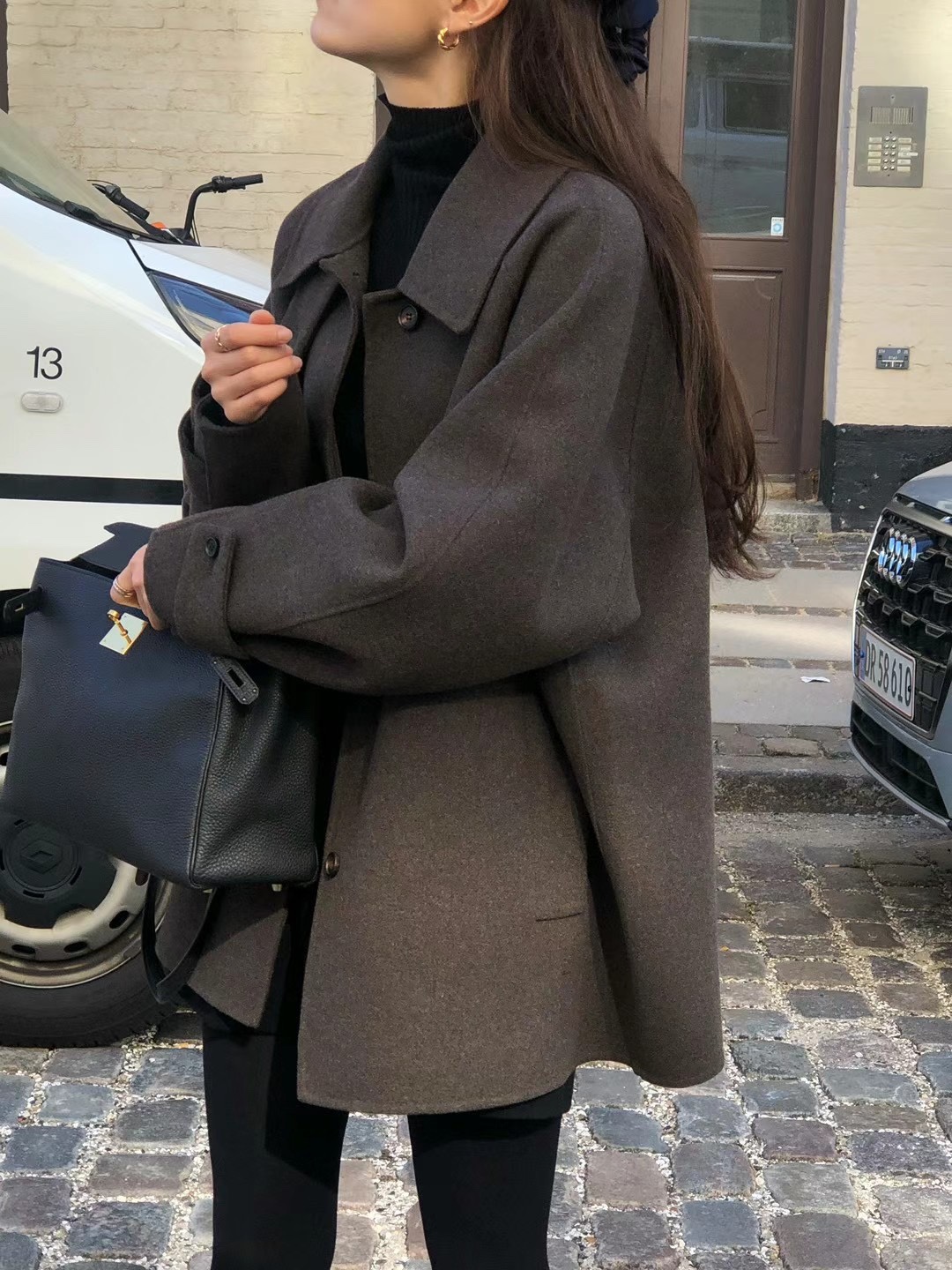 ウール混ルーズストレートハーフコート | 詳細画像11