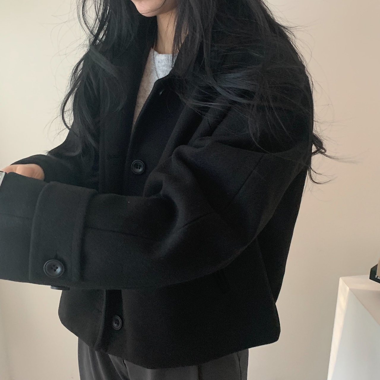 ウール混クロップドコート | 詳細画像3