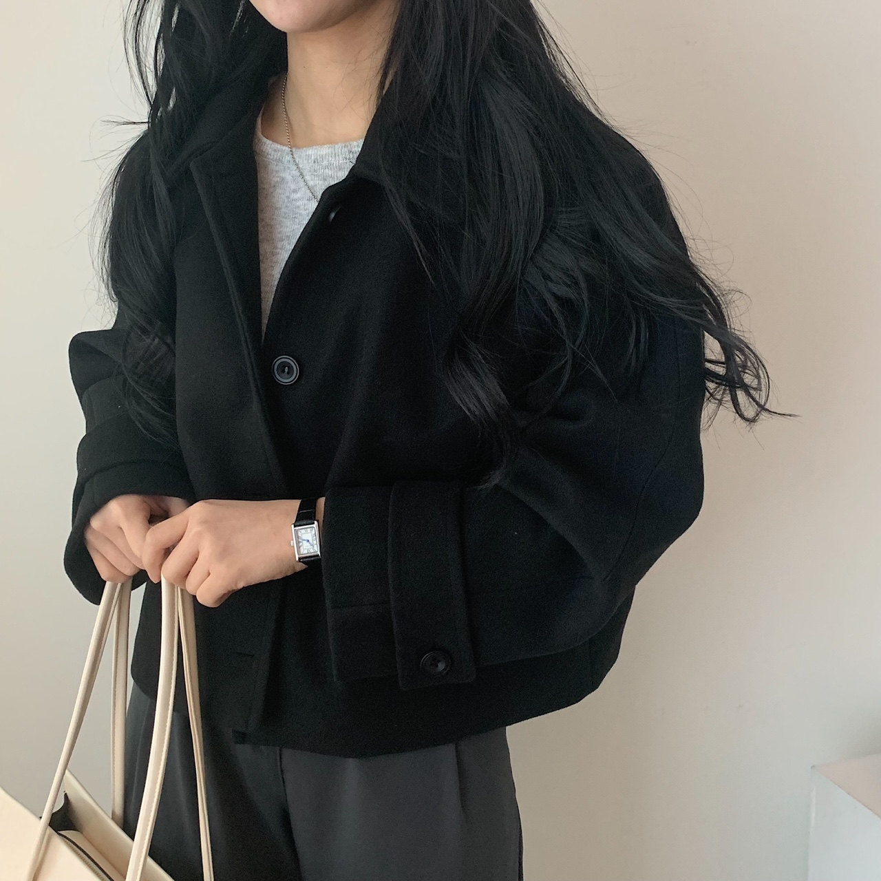 ウール混クロップドコート | 詳細画像4