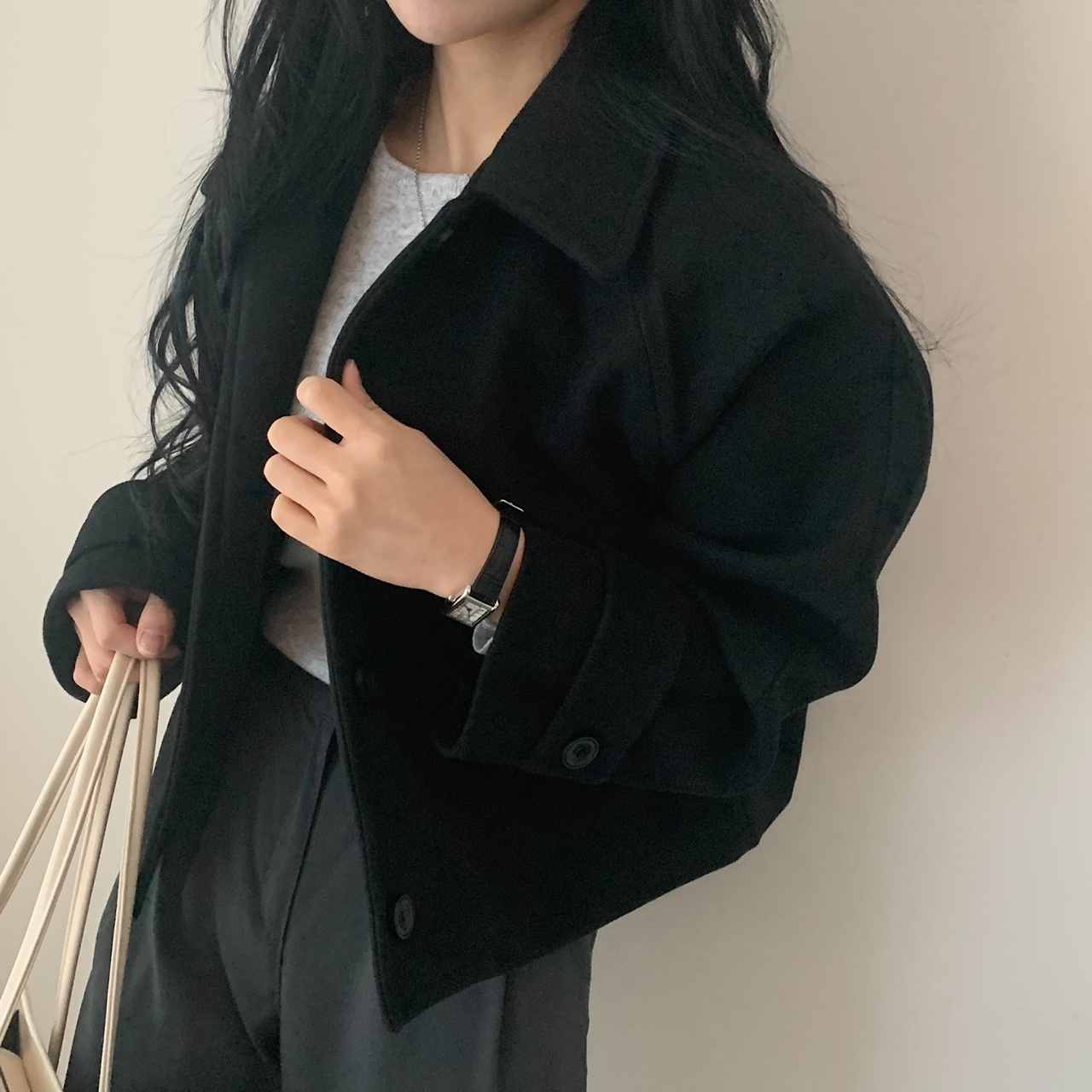 ウール混クロップドコート | 詳細画像5