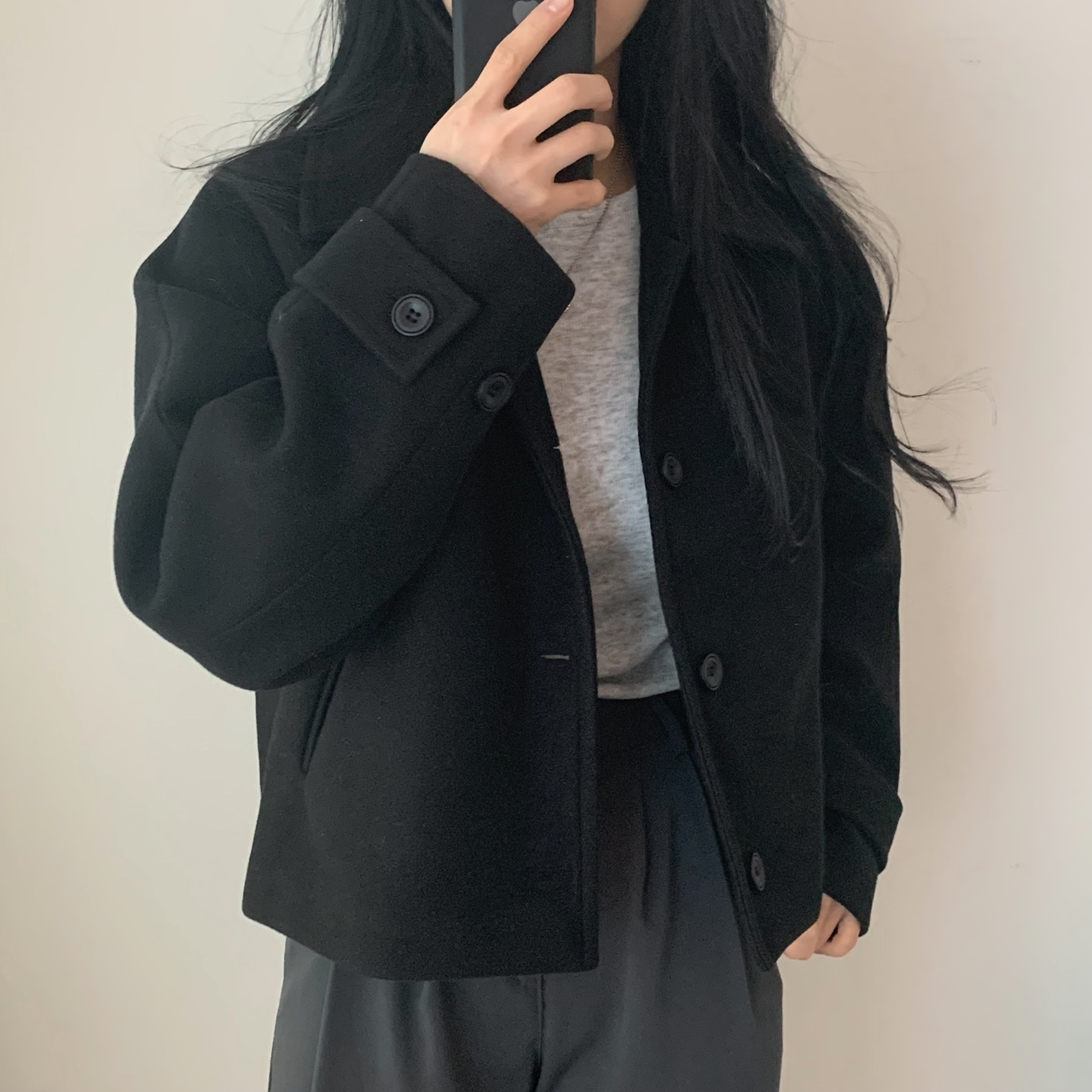 ウール混クロップドコート | 詳細画像8