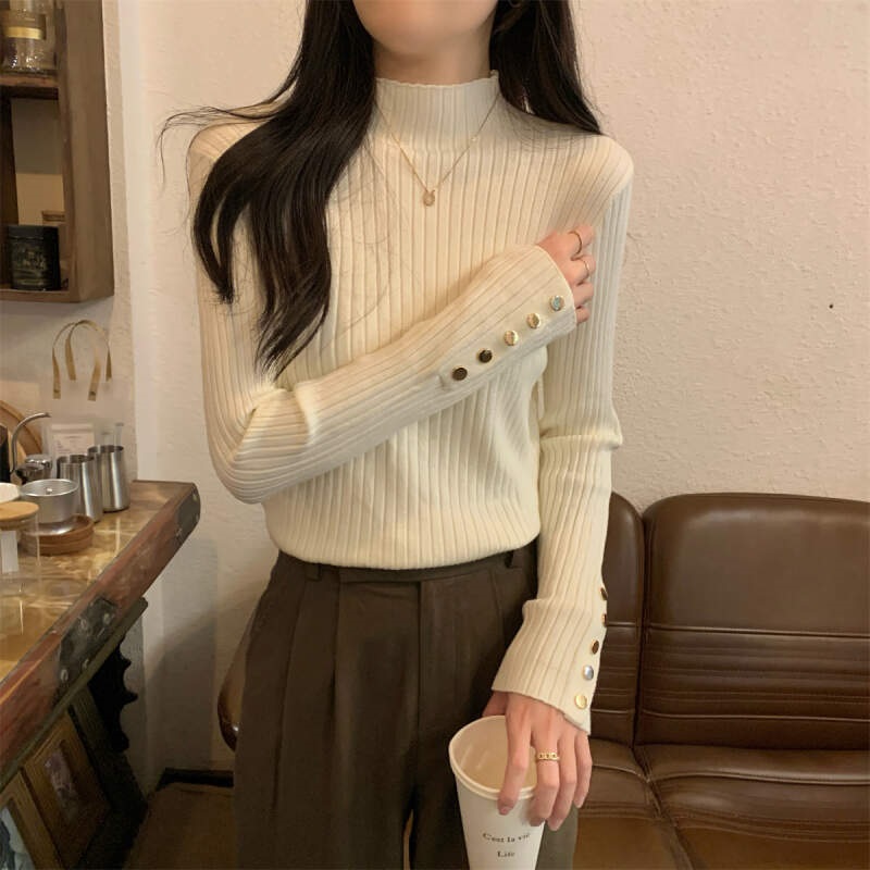 リブボタンスリーブ長袖ニット | 詳細画像2