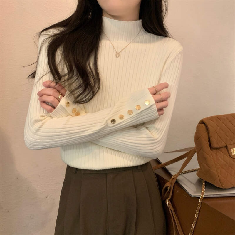 リブボタンスリーブ長袖ニット | 詳細画像5