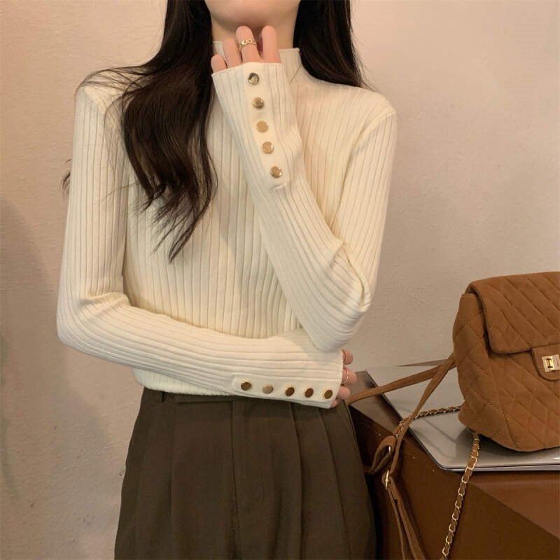 リブボタンスリーブ長袖ニット | 詳細画像6