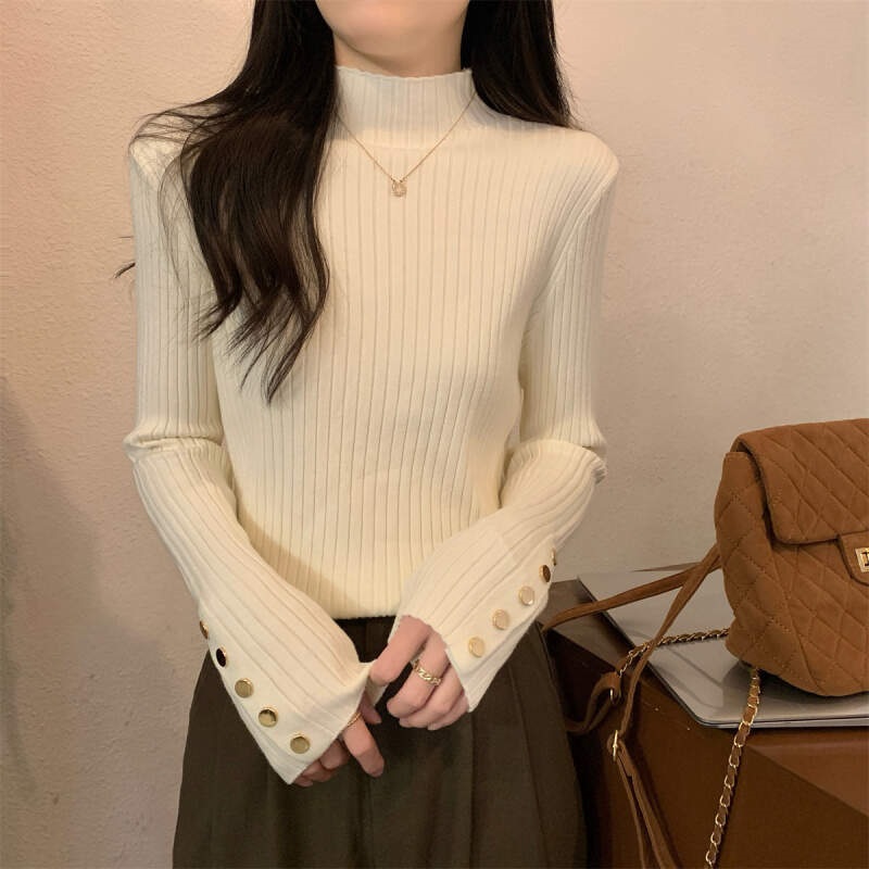 リブボタンスリーブ長袖ニット | 詳細画像7