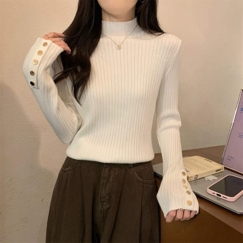 リブボタンスリーブ長袖ニット | 詳細画像10