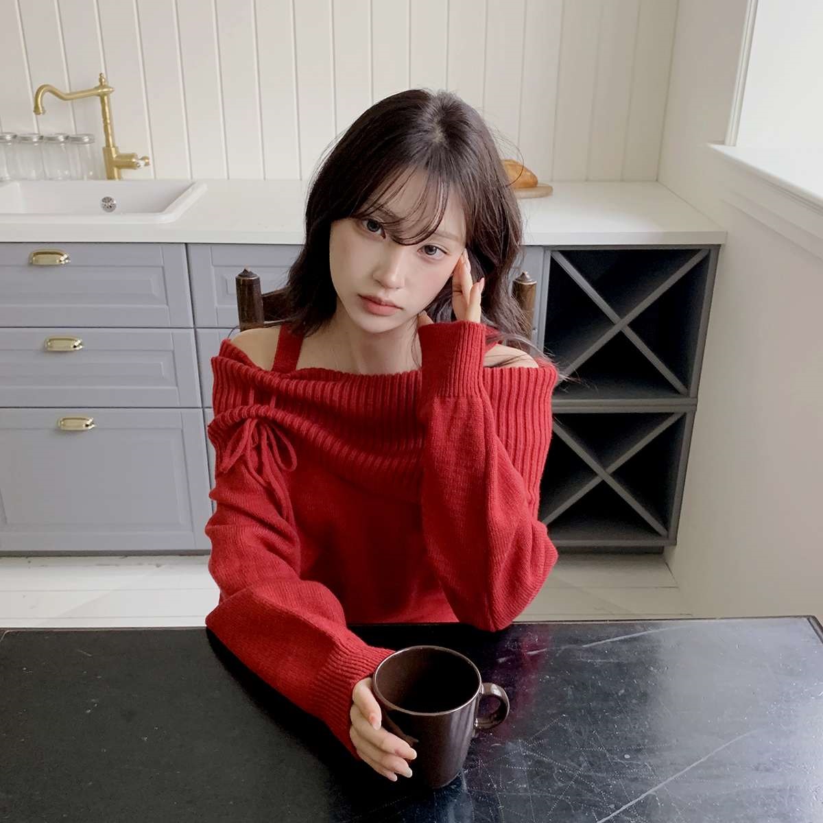 オフショルダールーズ長袖ニット | 詳細画像9