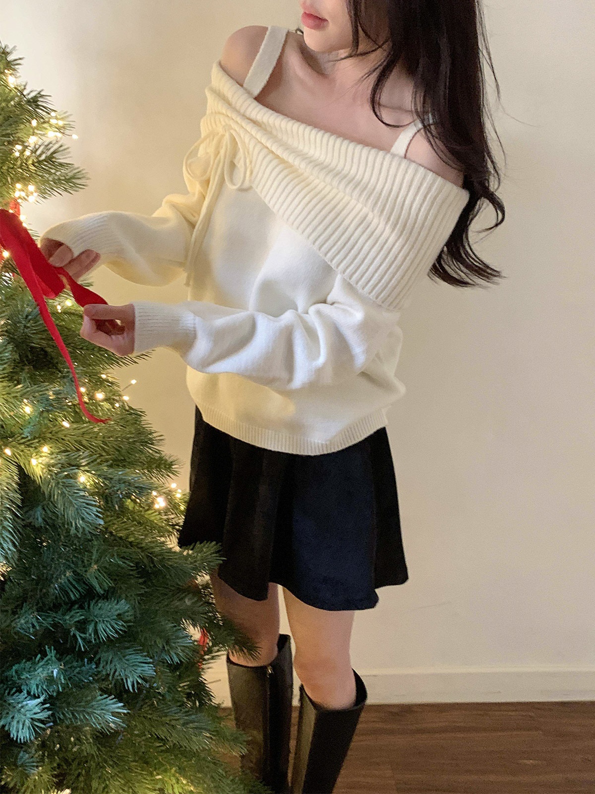 オフショルダールーズ長袖ニット | 詳細画像13