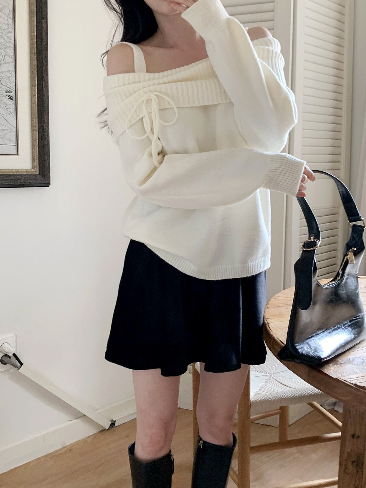 オフショルダールーズ長袖ニット | 詳細画像18