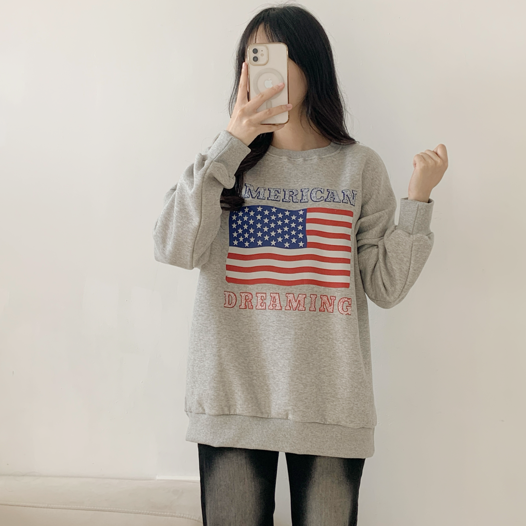 裏起毛ラウンドネックルーズ長袖星条旗スウェット | 詳細画像2