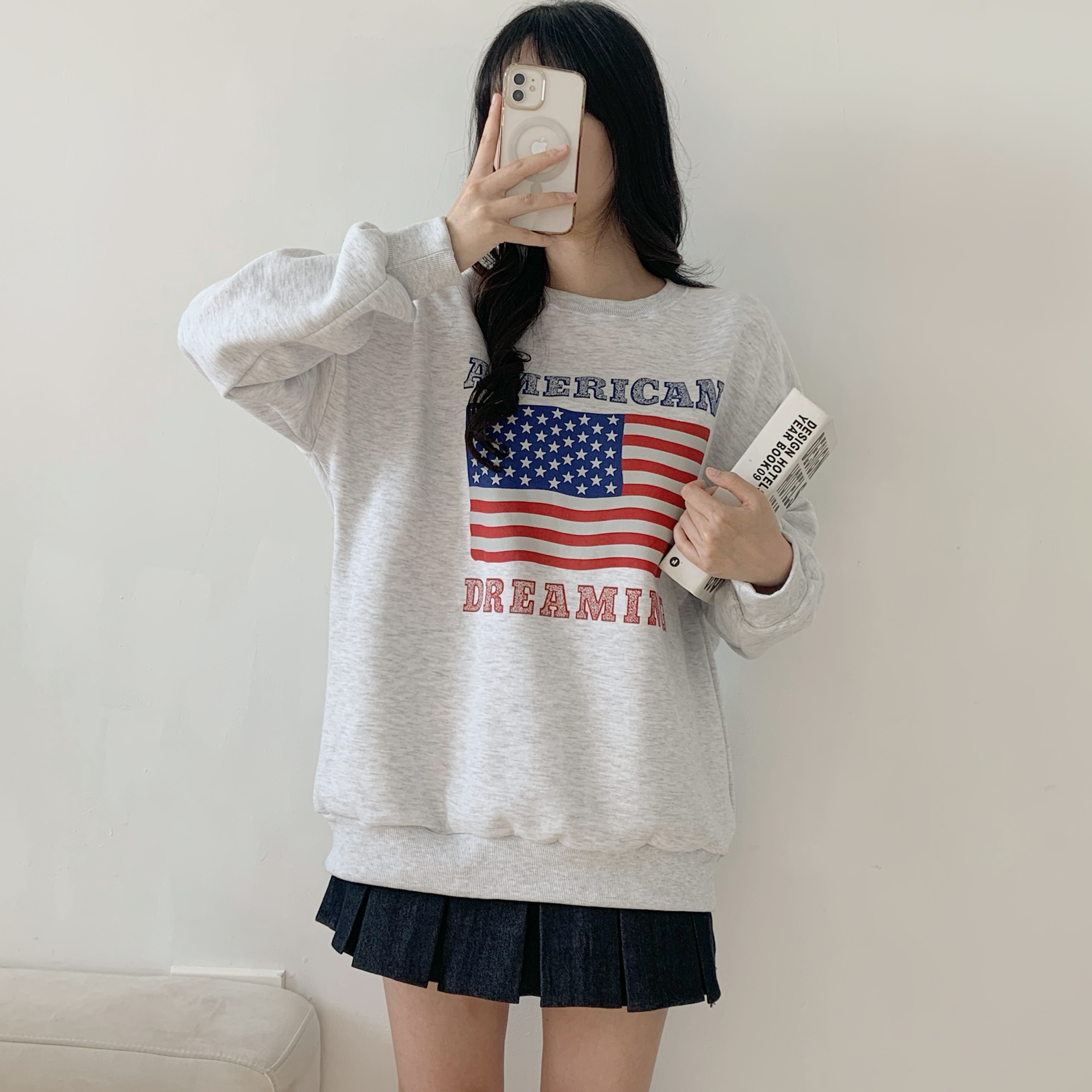 裏起毛ラウンドネックルーズ長袖星条旗スウェット | 詳細画像7