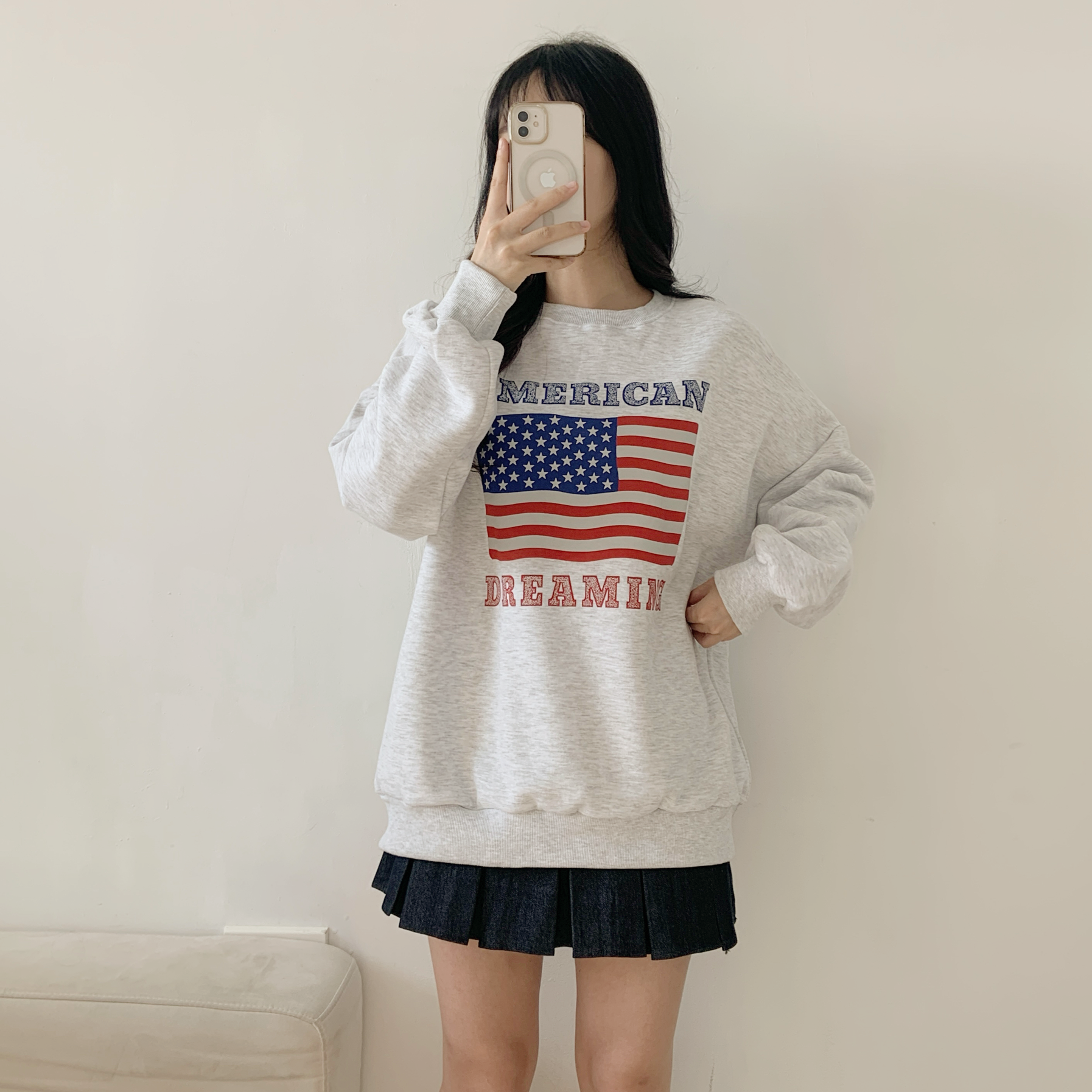 裏起毛ラウンドネックルーズ長袖星条旗スウェット | 詳細画像8