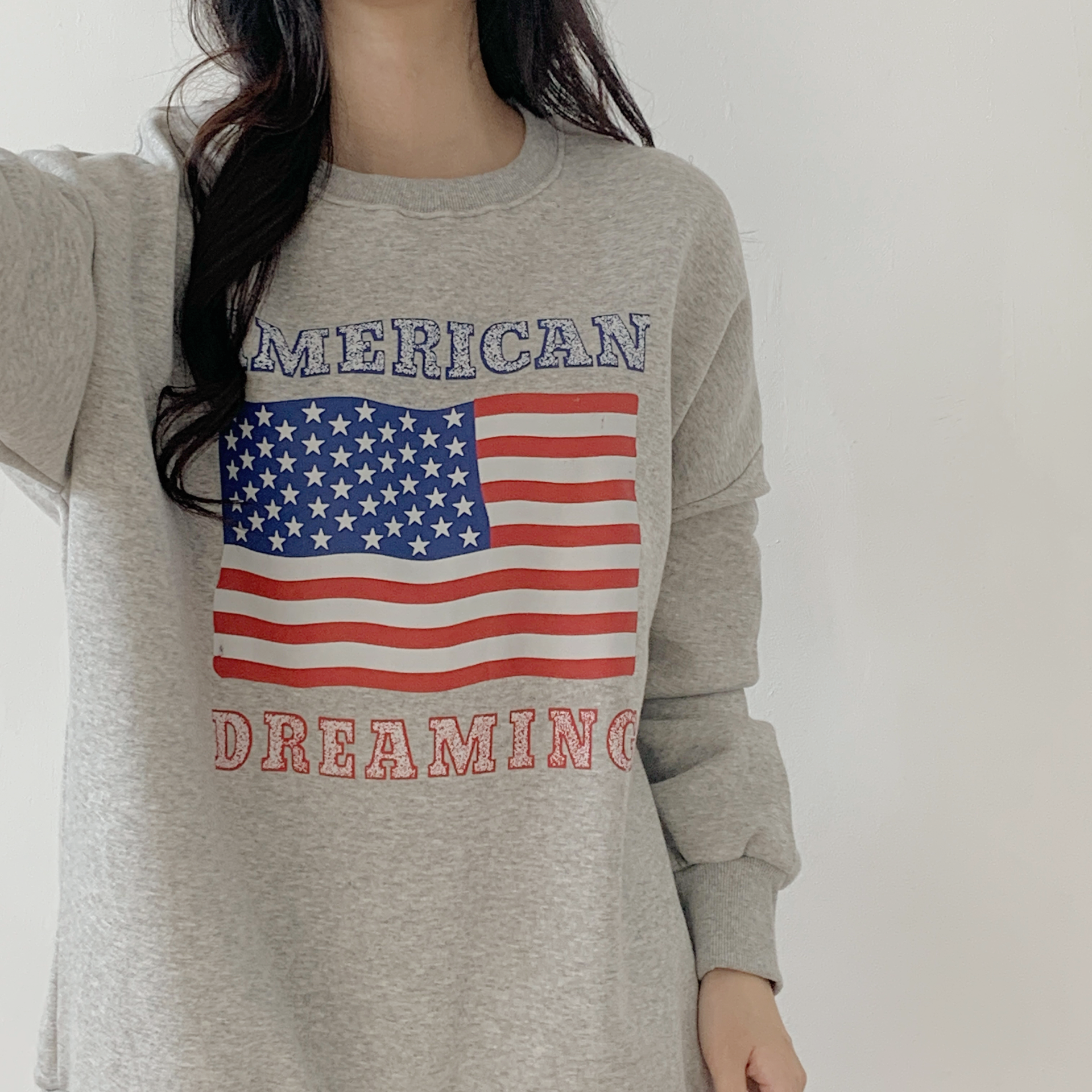 裏起毛ラウンドネックルーズ長袖星条旗スウェット | 詳細画像3