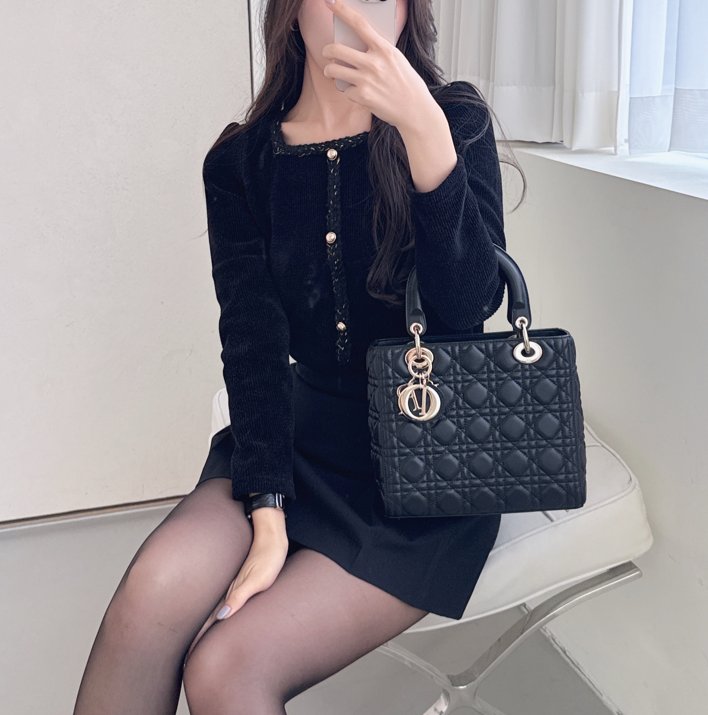 コンビスクエアネックスリム長袖フェイクボタンニット | 詳細画像6