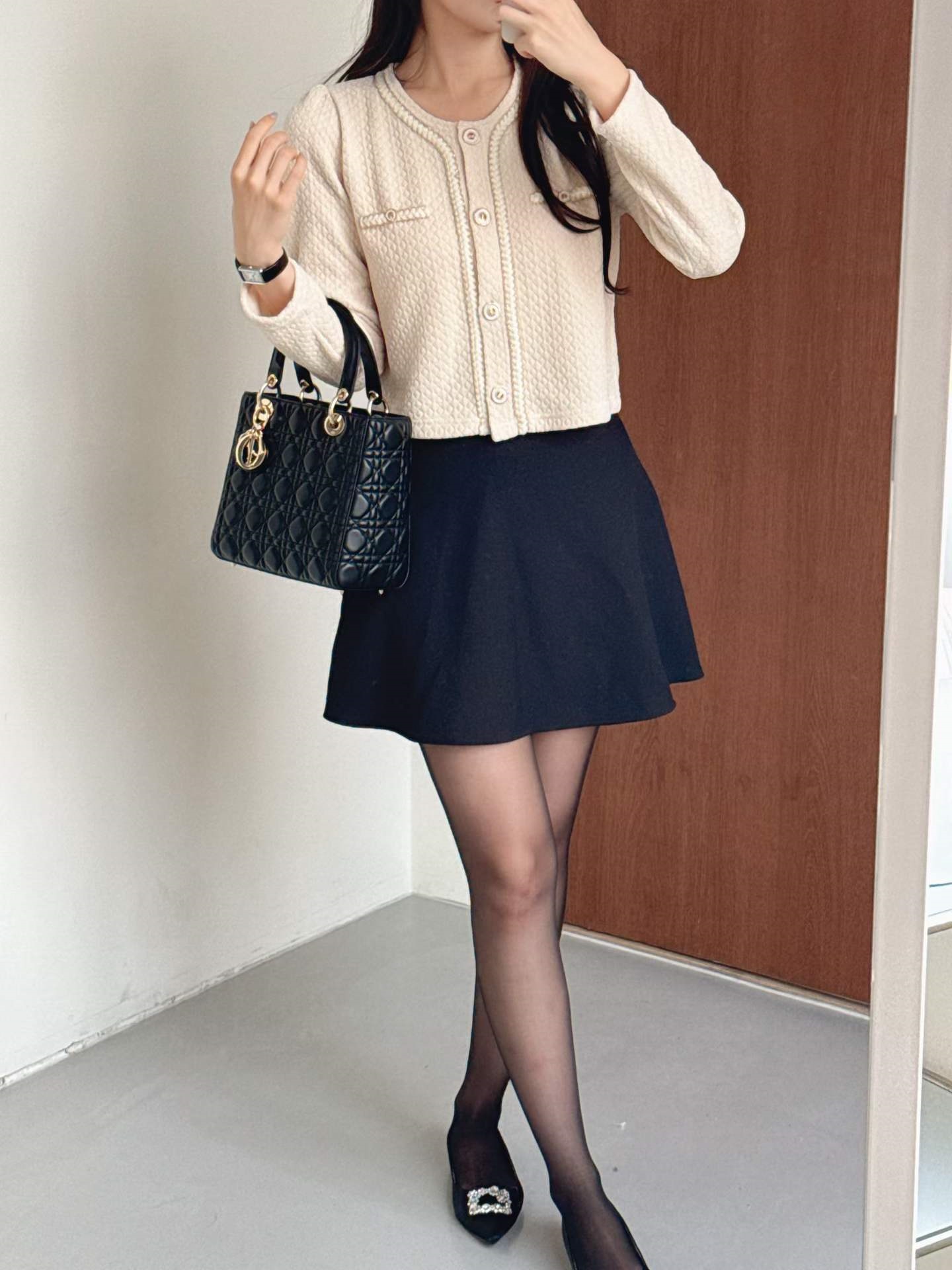 ニットボタンゴールドボタンスリム長袖カーディガン | 詳細画像4