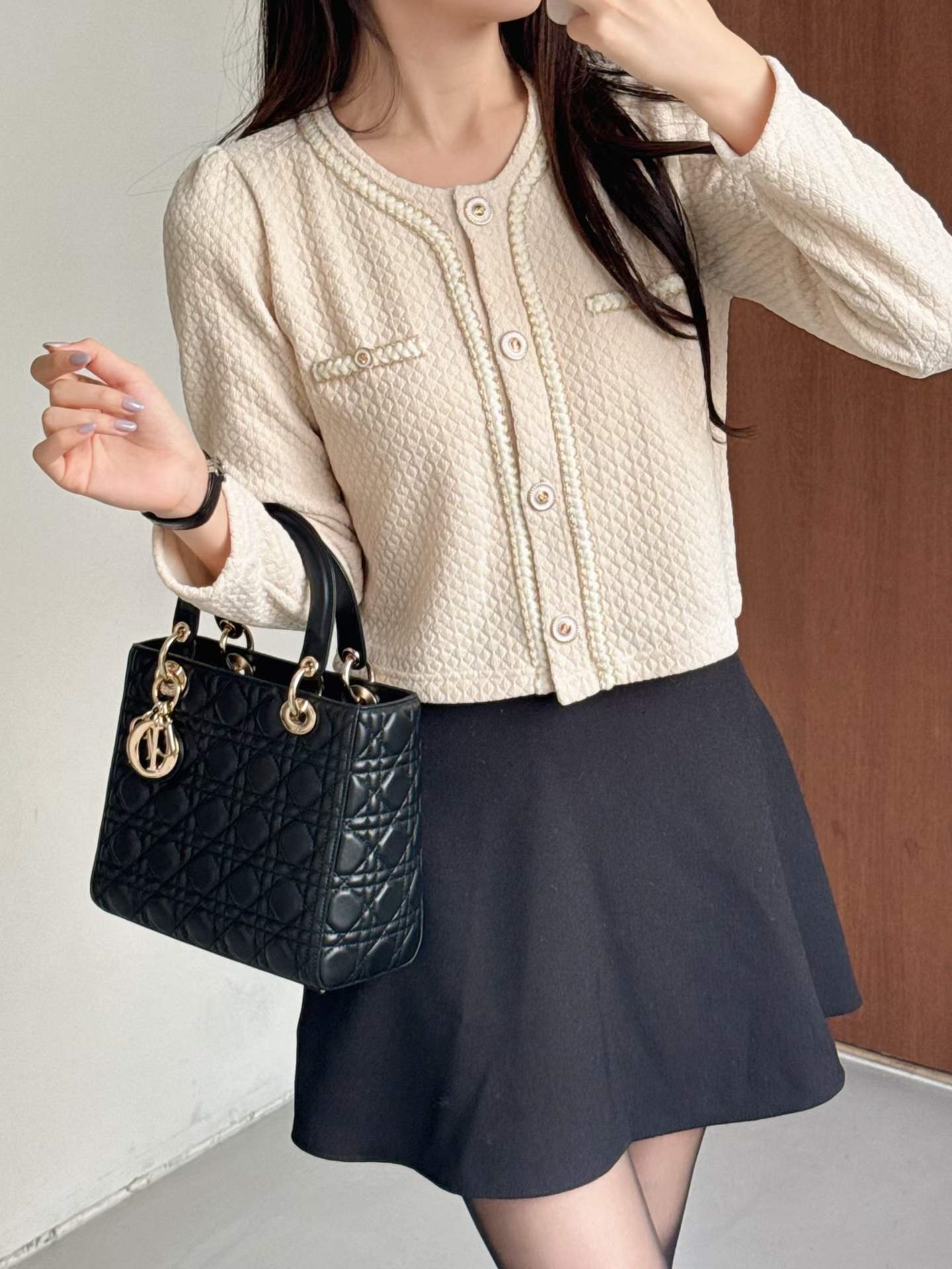 ニットボタンゴールドボタンスリム長袖カーディガン | 詳細画像5