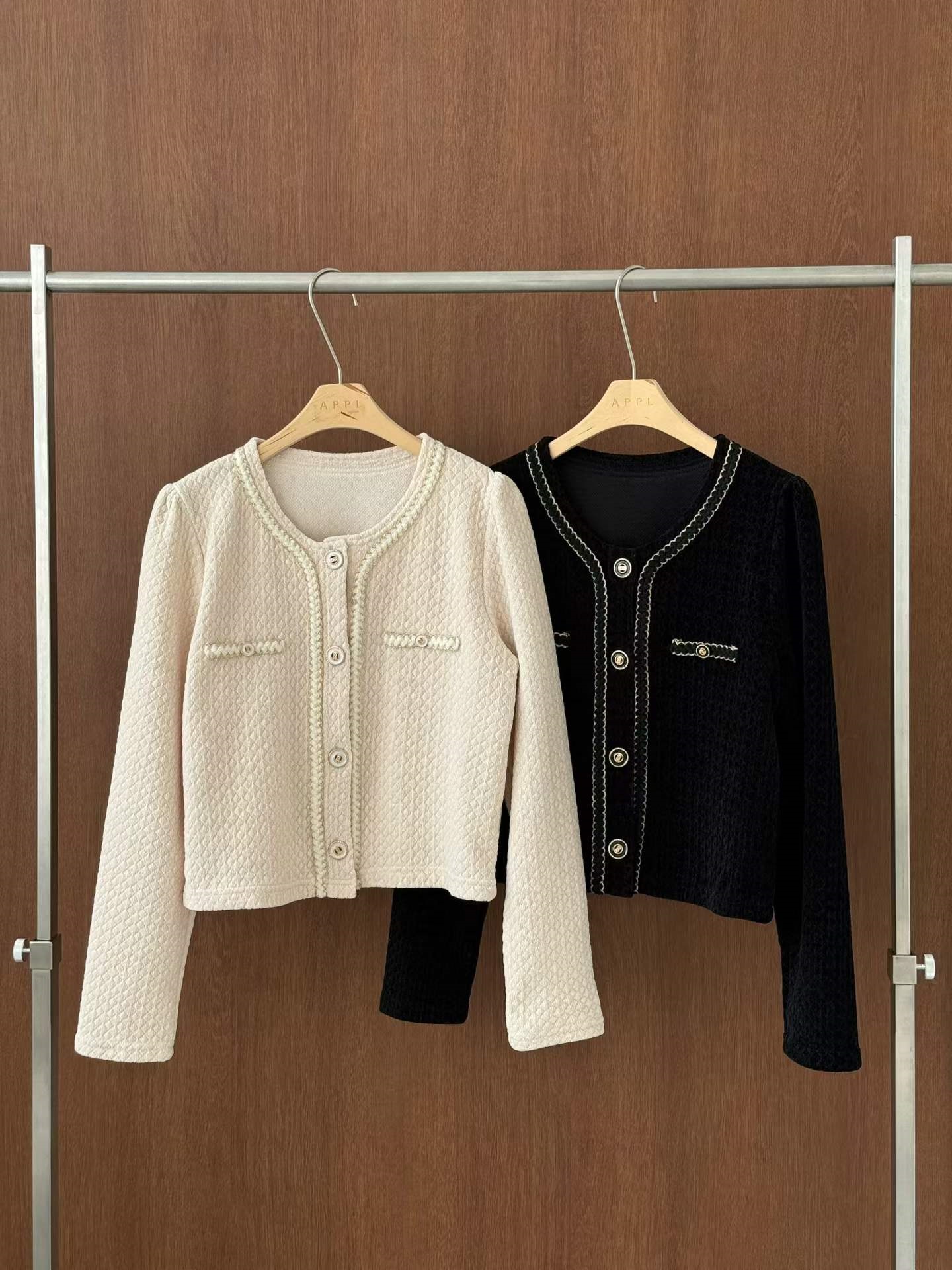 ニットボタンゴールドボタンスリム長袖カーディガン | 詳細画像10