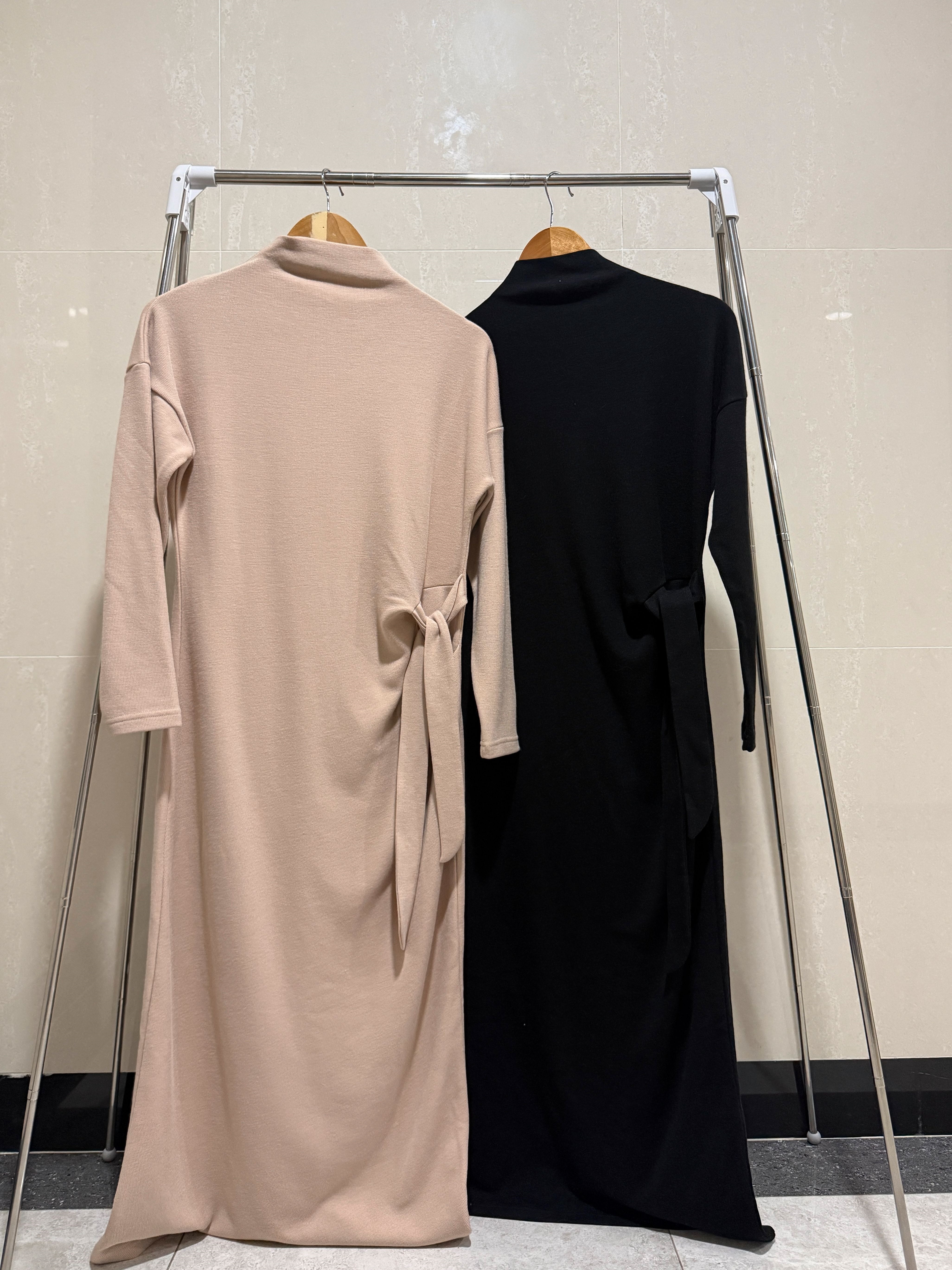 裏起毛ロング長袖ノットワンピース | 詳細画像16