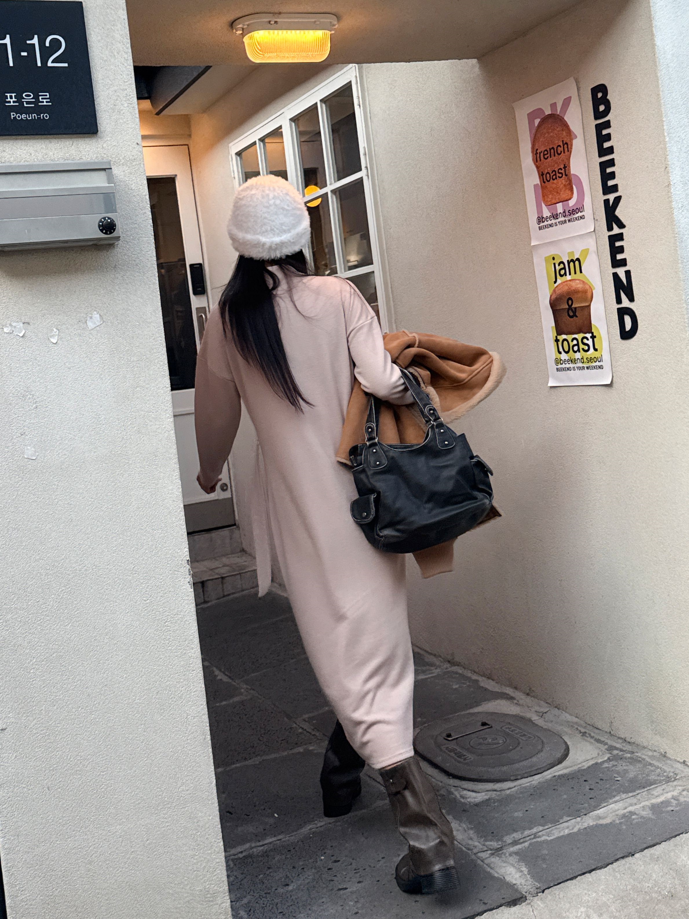 裏起毛ロング長袖ノットワンピース | 詳細画像5