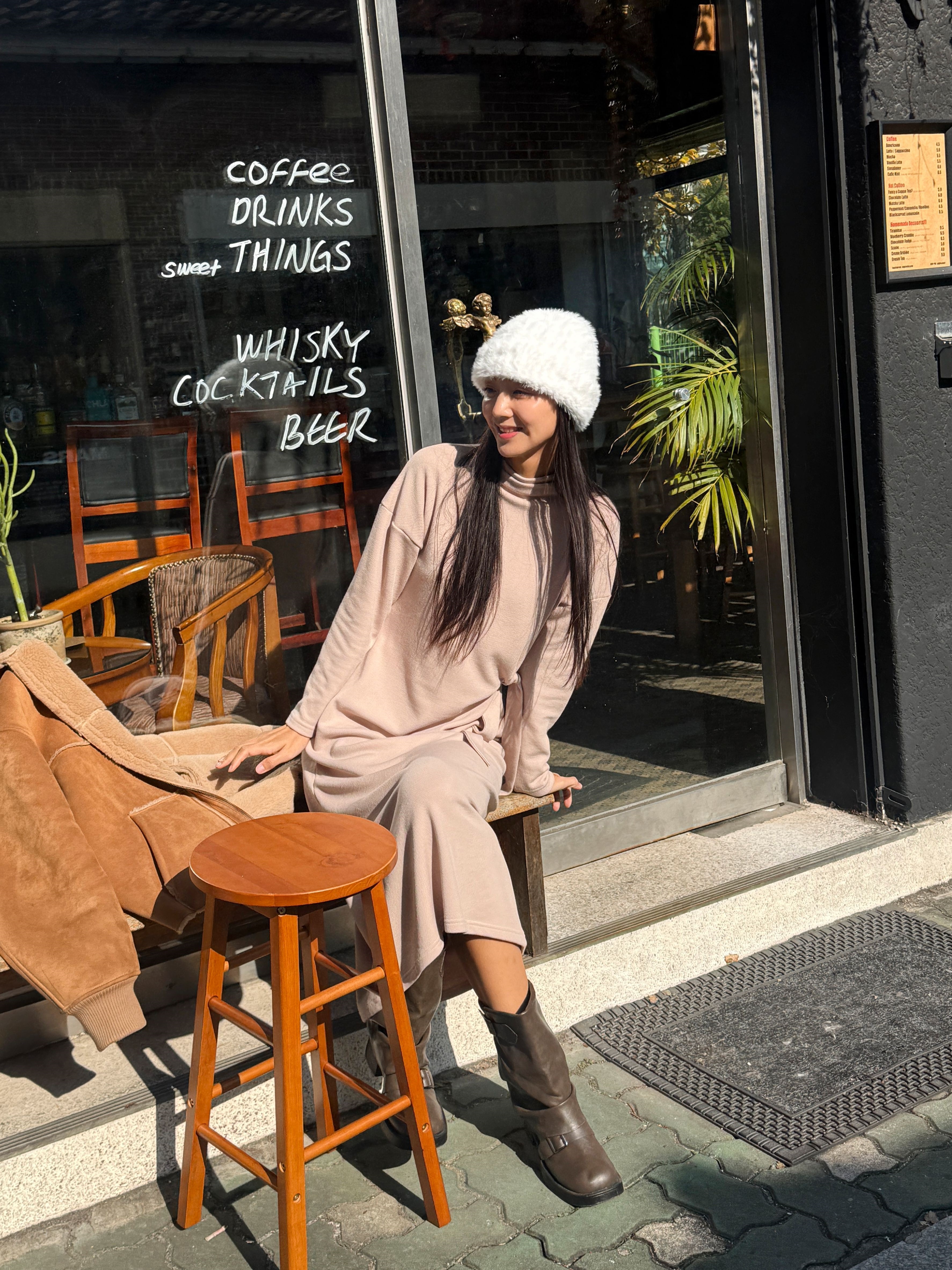 裏起毛ロング長袖ノットワンピース | 詳細画像13