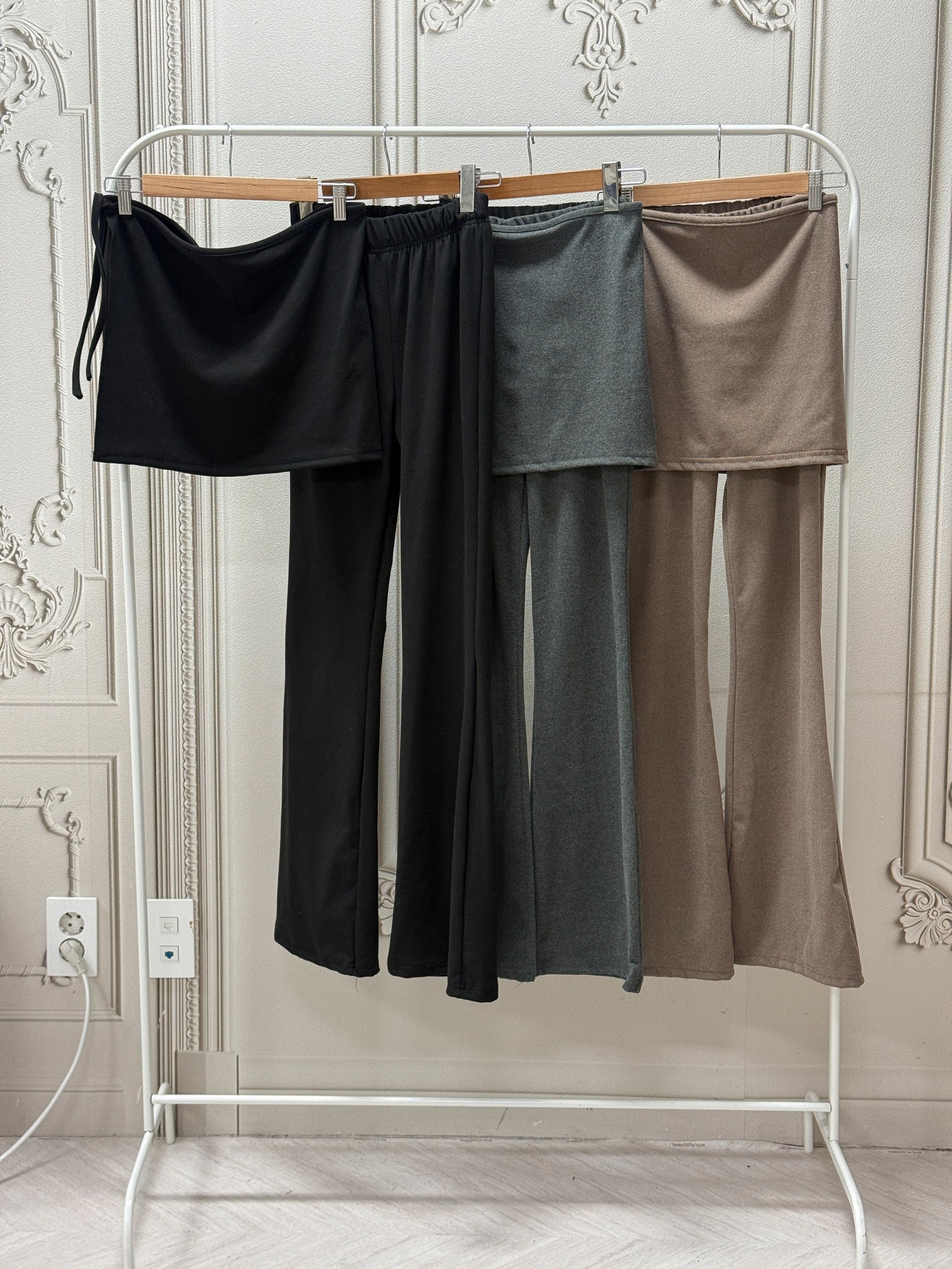 ストレッチラップウエストゴムスリムブーツカットセットアップスカートパンツ | 詳細画像17