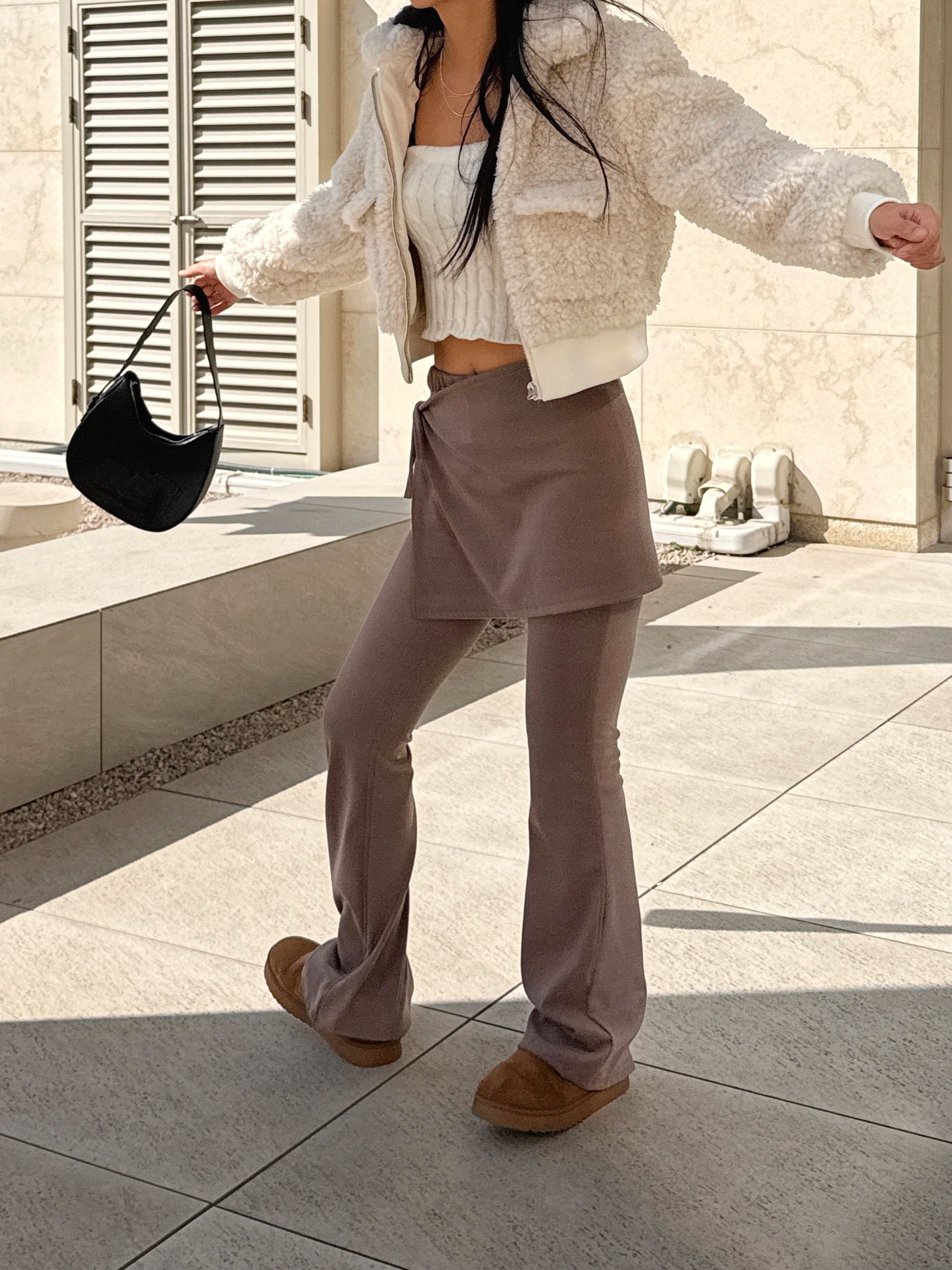 ストレッチラップウエストゴムスリムブーツカットセットアップスカートパンツ | 詳細画像10