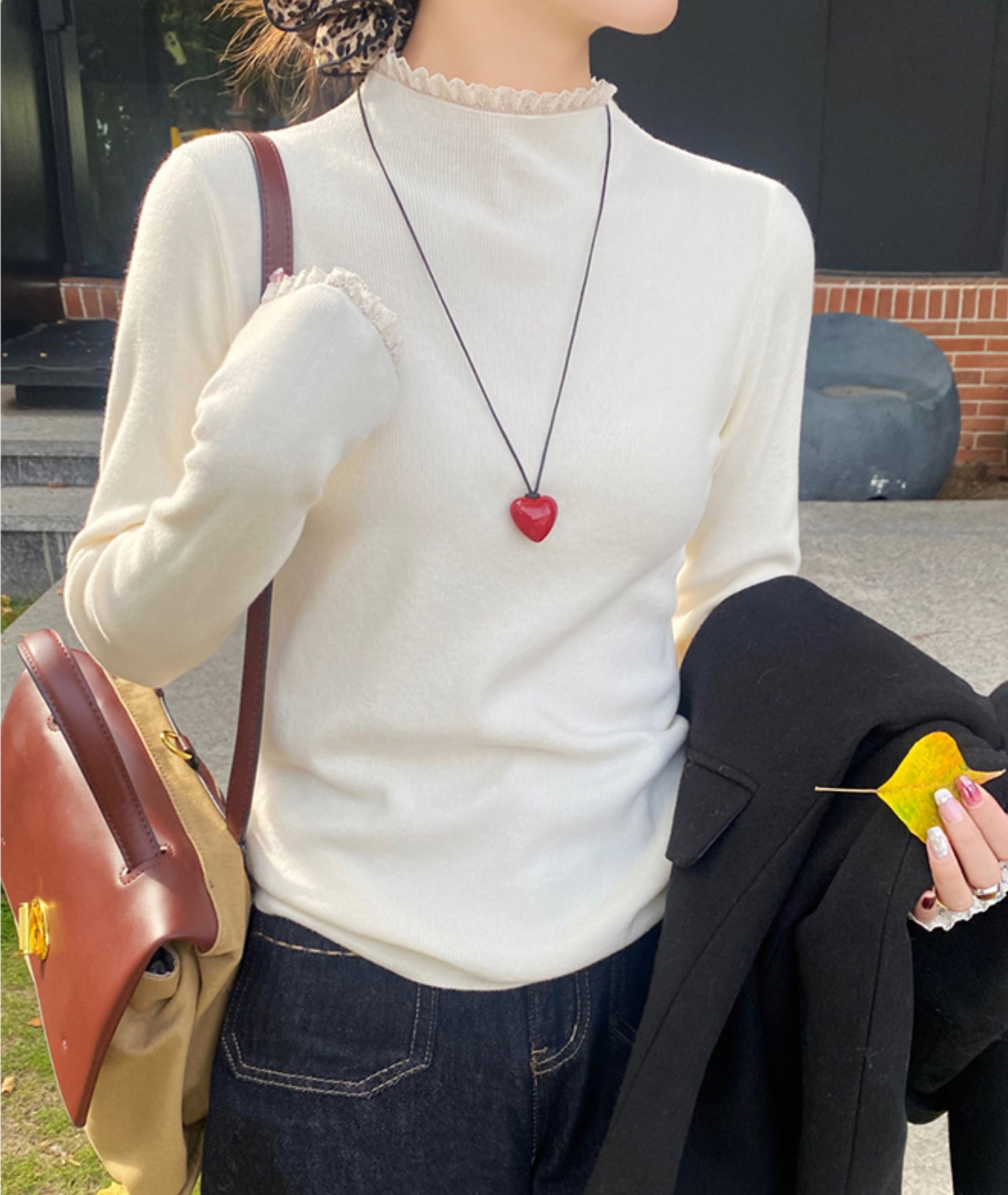 リブレースハーフネックスリムニット | 詳細画像8