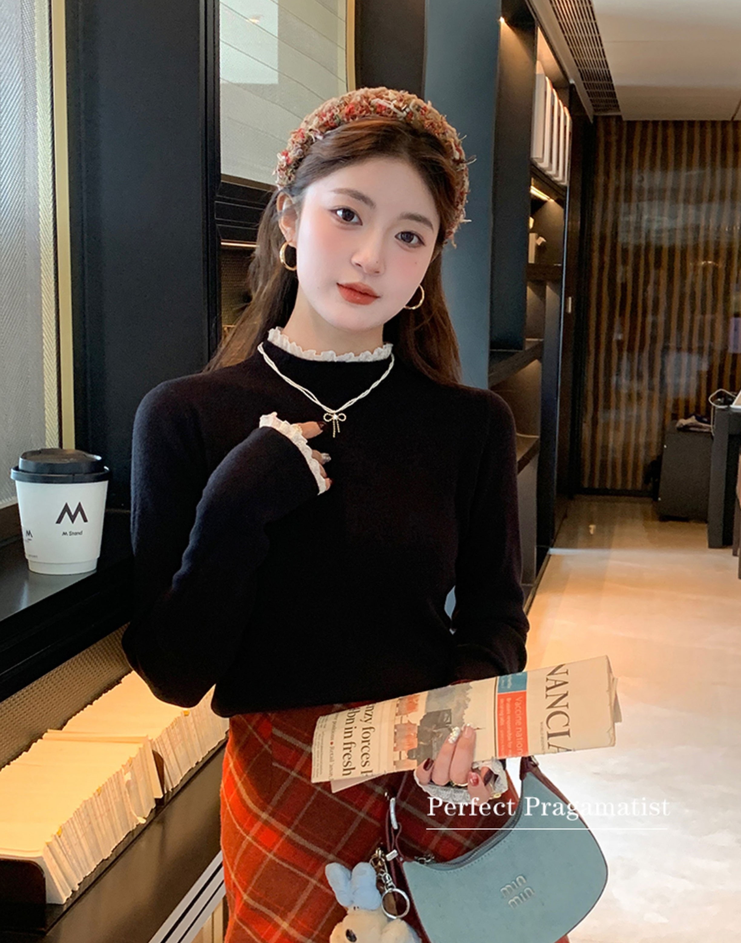 リブレースハーフネックスリムニット | 詳細画像12