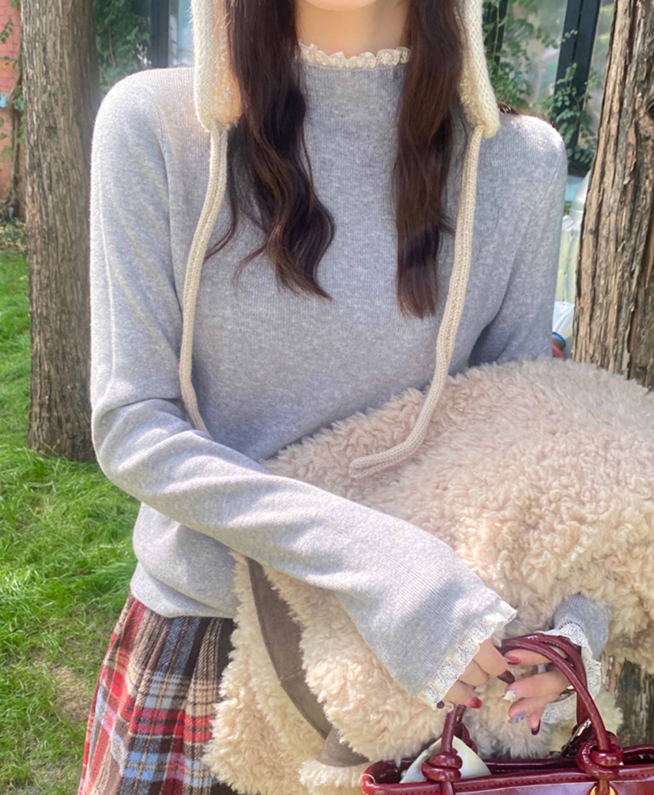 リブレースハーフネックスリムニット | 詳細画像19